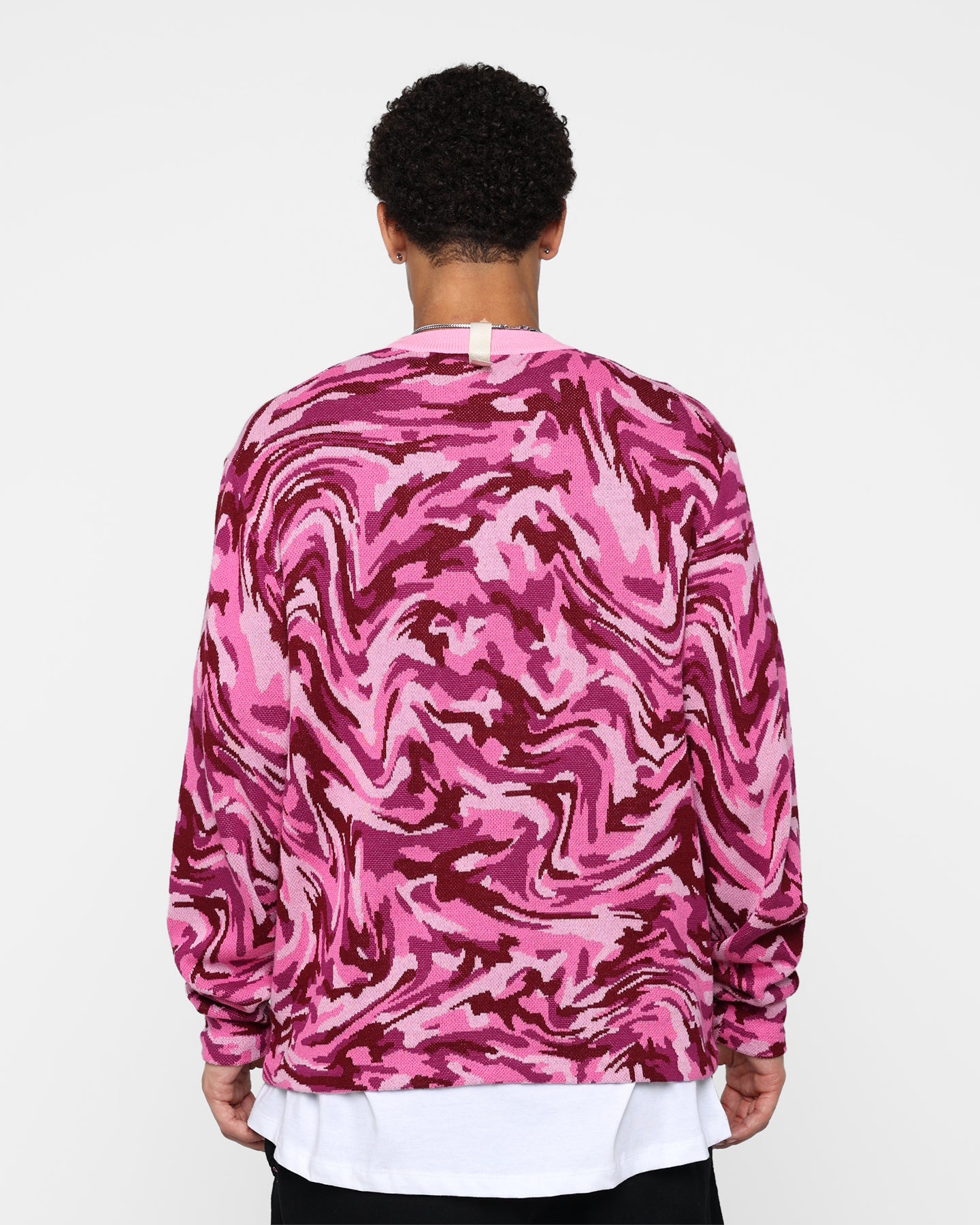 Advisory Board Crystals ABC 123 Warped Camo Crewneck Sweatshirt - Rubellite Pink Color | Streetwear Fashion & Casual Everyday Wear