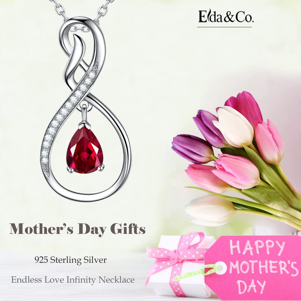 Forever Love Infinity Necklace for Women - April & May Birthstone Jewelry with Simulated Diamond & Emerald - 925 Sterling Silver Necklace Gift for Wife, Mom, Her | Perfect for Birthday, Anniversary & Special Occasions