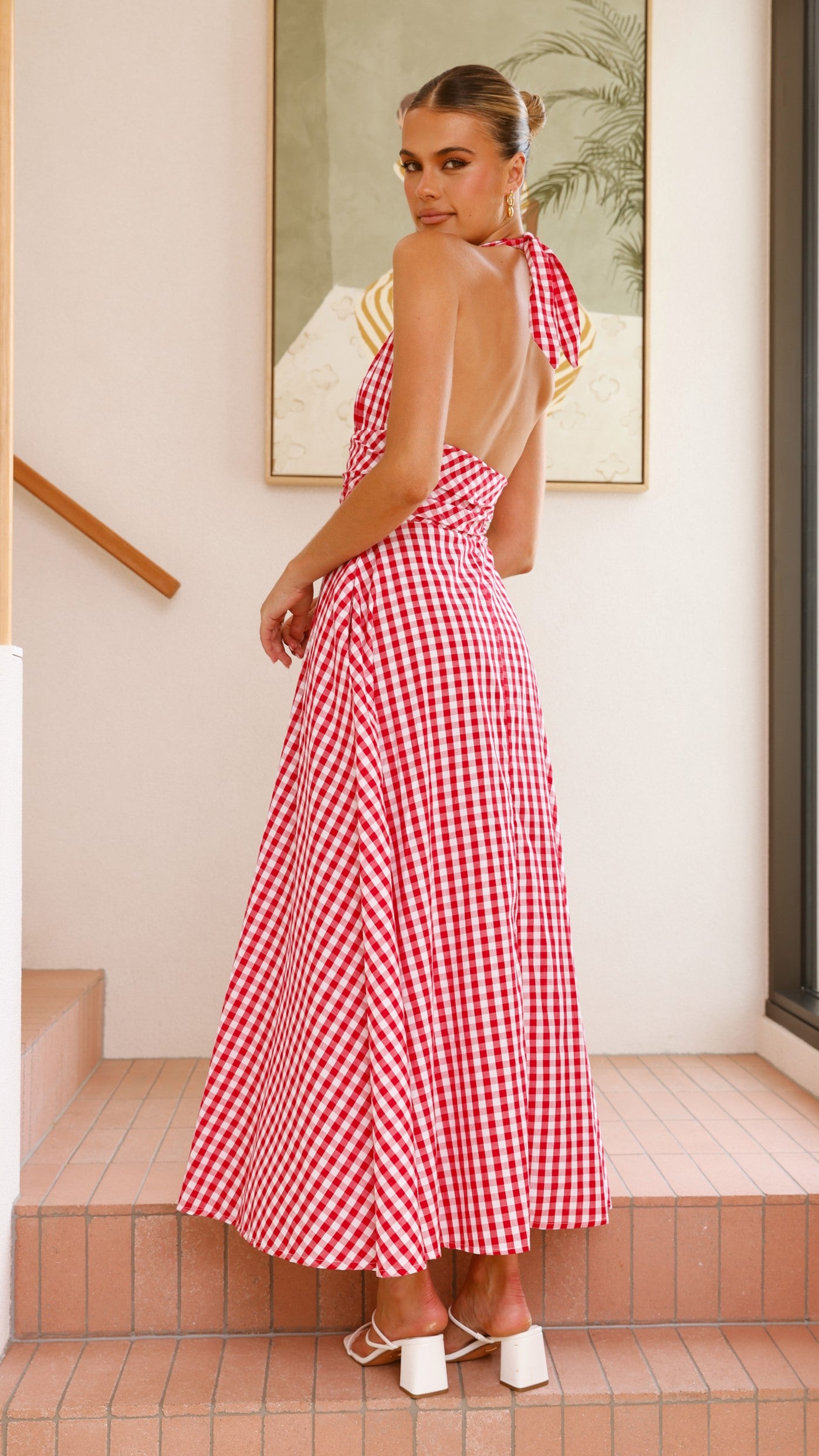 Brydie Halter Maxi Dress - Red Gingham Print Flowy Summer Dress for Women | Beach Cover Up, Vacation Outfit, Boho Chic Fashion