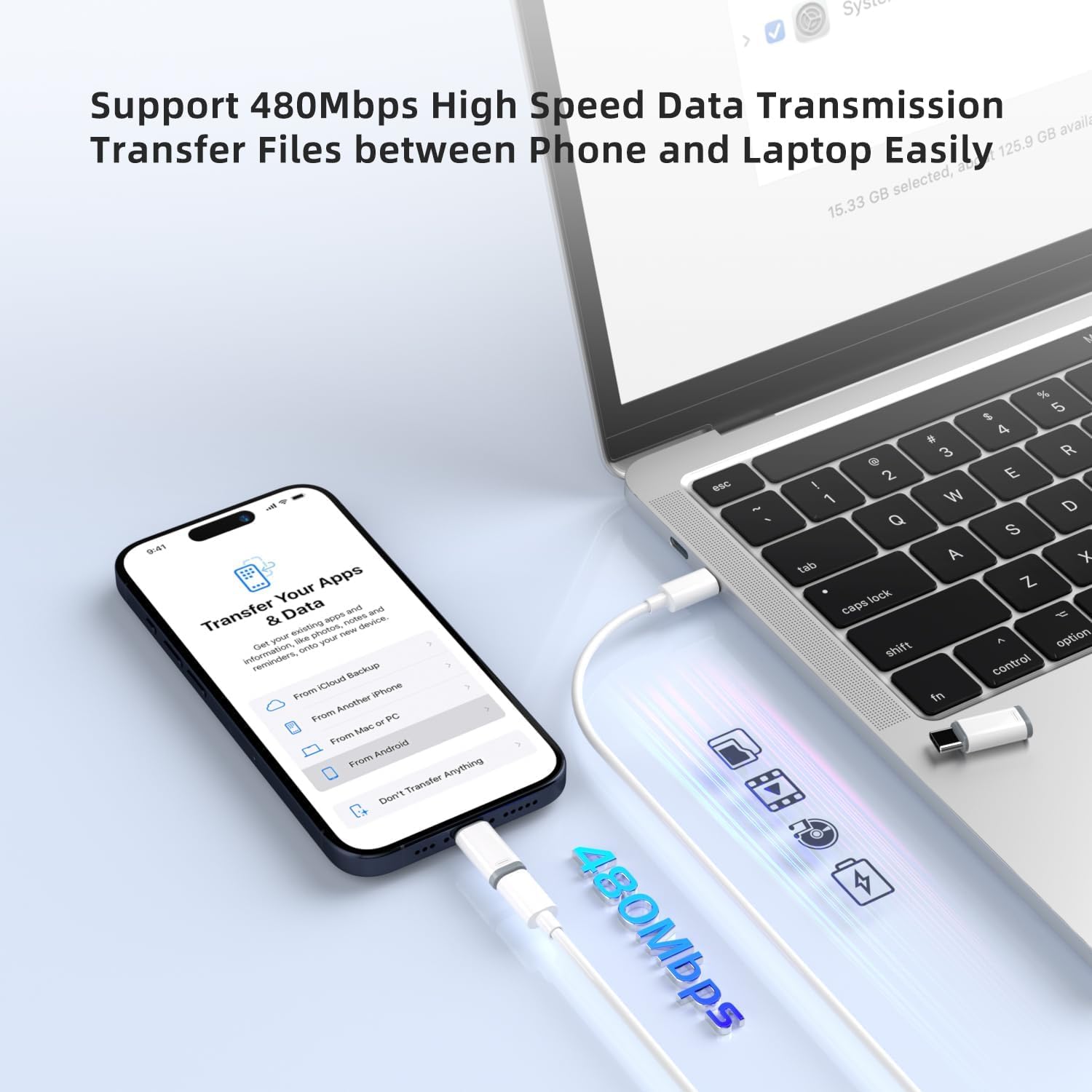 5-Pack USB C to Lightning Adapter for iPhone 16/15/14/13 - Fast Charging & Data Sync - Compatible with iPhone 16/15 Plus/Pro/Max, Galaxy S24/S23, Pixel 8/7/6, iPad Pro & MacBook Pro - Perfect for Travel, Office & Home Charging