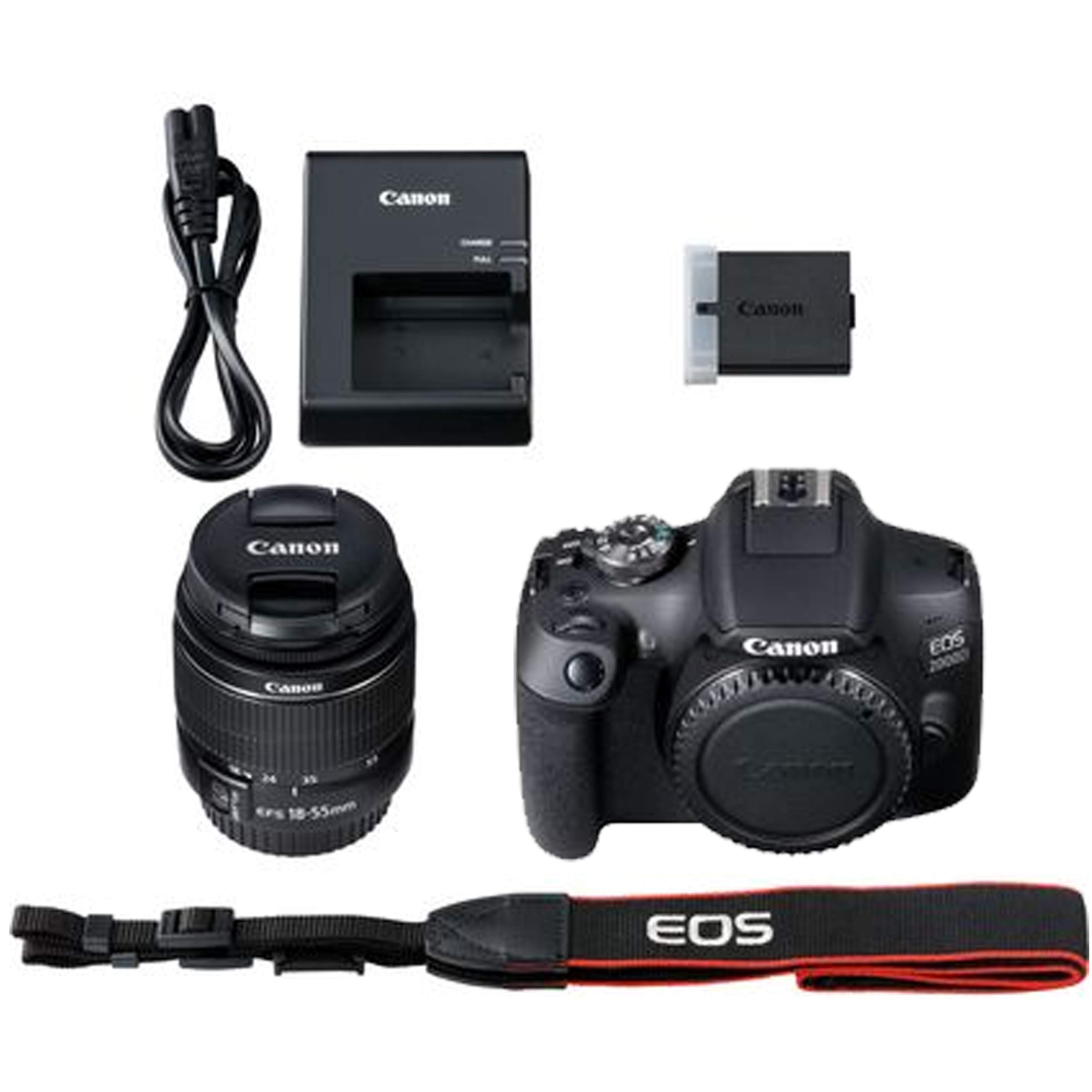 Canon EOS 2000D (Rebel T7) DSLR Camera Bundle with EF-S 18-55mm Lens, 64GB Memory Card, Case, Tripod & 28pc Filters Kit - Certified Renewed - Perfect for Travel Photography, Vlogging & Beginner Photographers