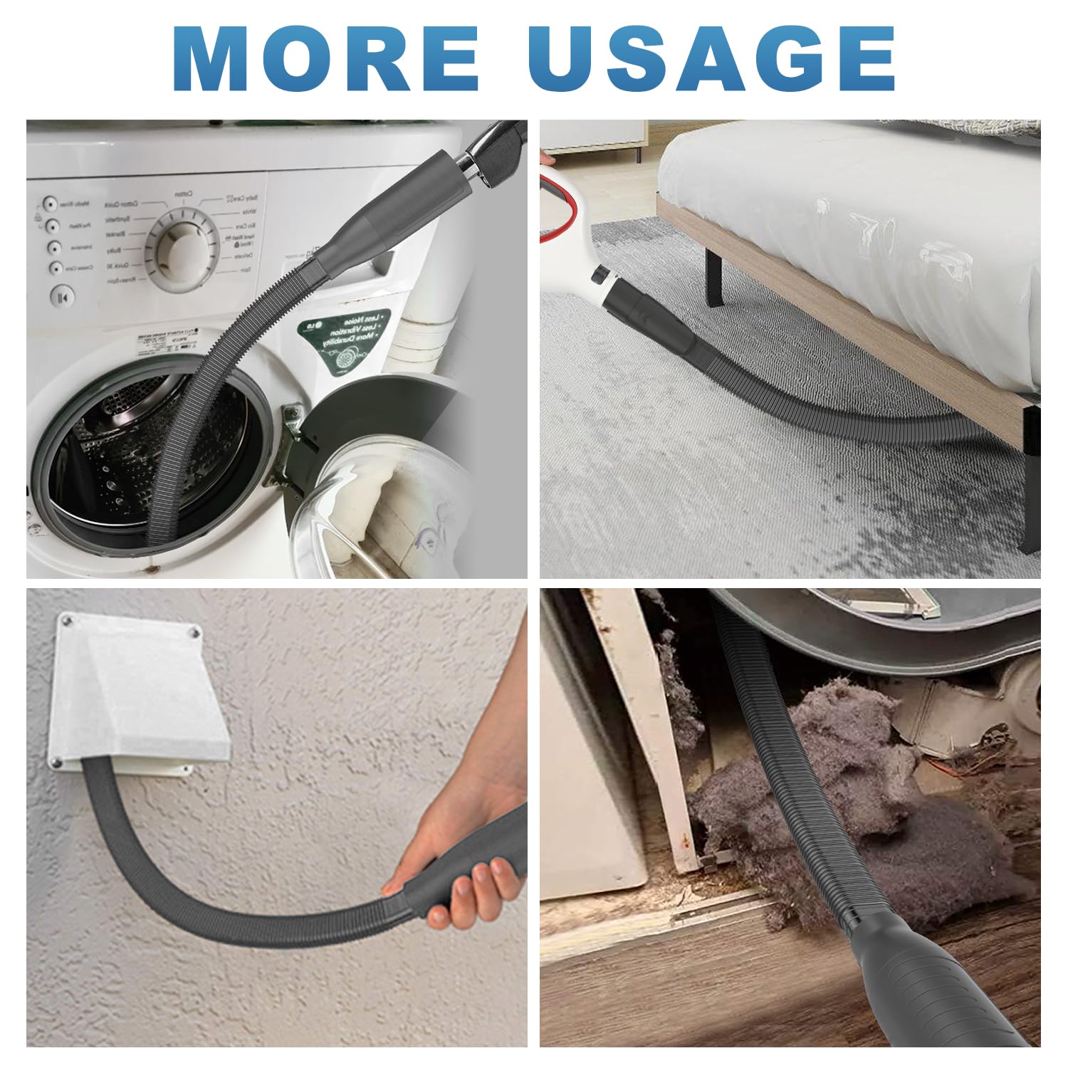 Dryer Vent Cleaner Kit with Vacuum Hose Attachment - Fast Lint Remover for Dryer Ducts (Black) | Ideal for Home Laundry Maintenance & Fire Prevention
