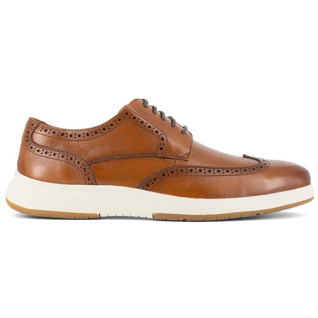 Flair Work Steel Toe Wingtip Oxford Work Shoes for Men - Comfortable & Durable Safety Shoes for Construction, Warehouse & Industrial Work - Cognac Brown Leather