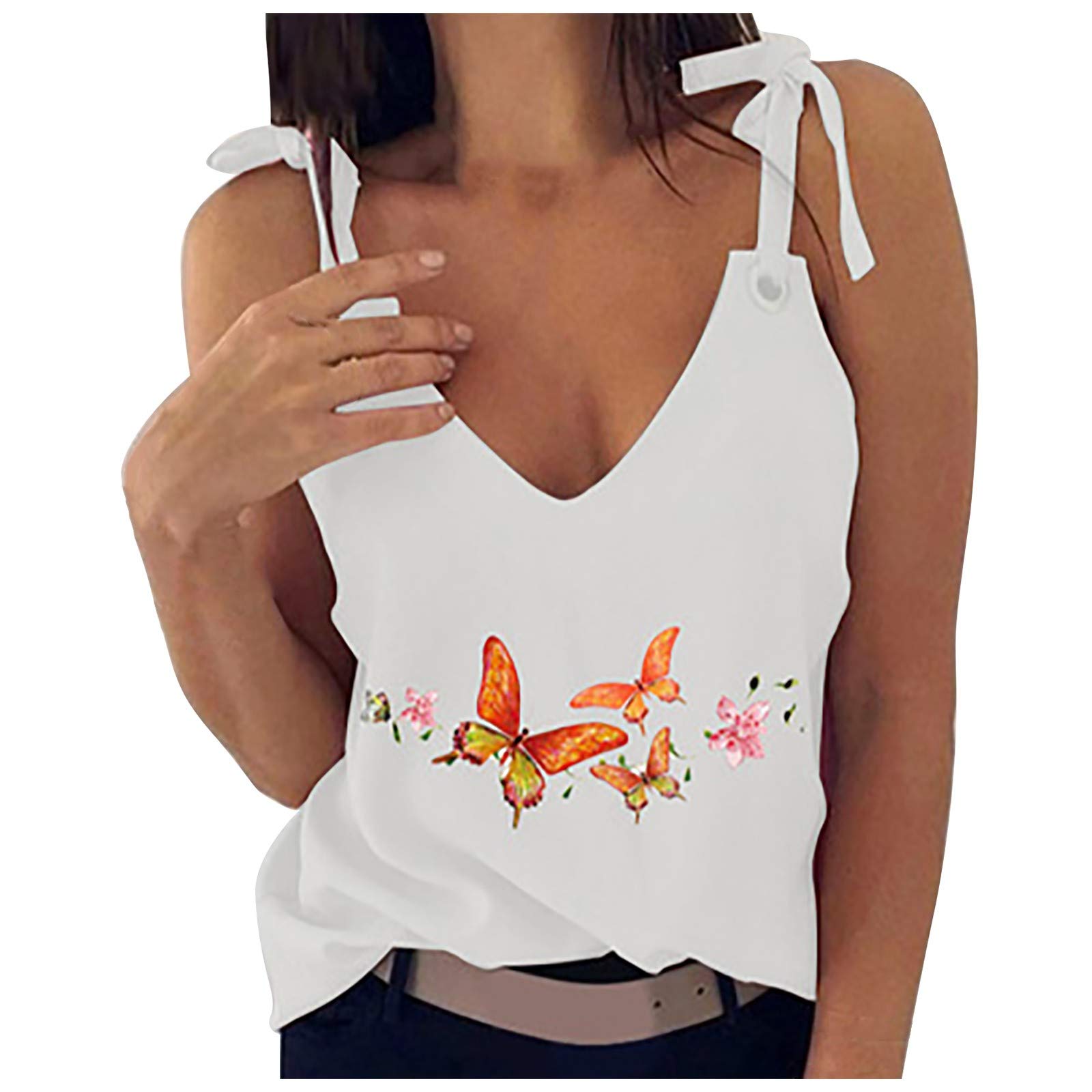 Women's Plus Size Butterfly Print Camisole Tops - Casual Summer Tank Tops for Women | Sexy Basic Tops for Beach, Party & Everyday Wear