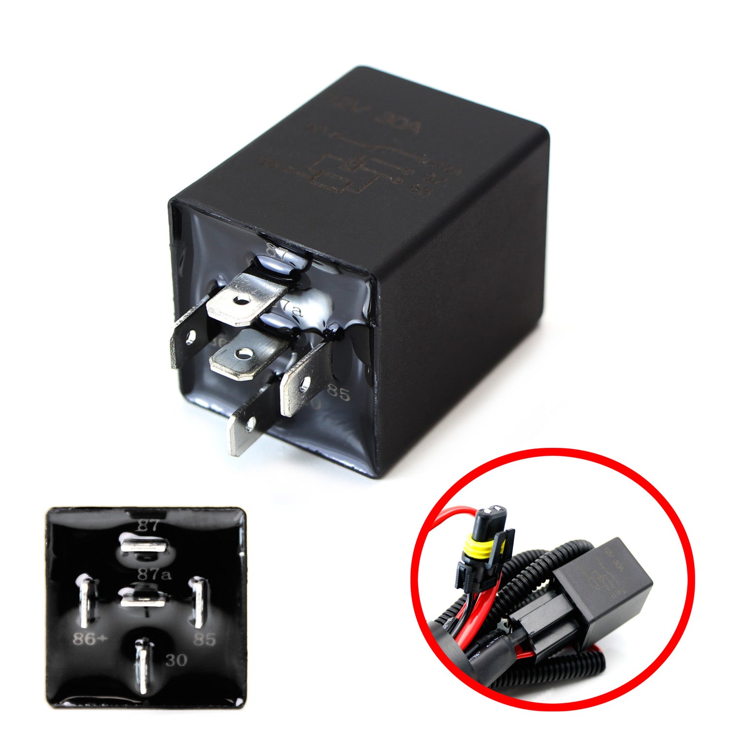 10 Second Time Delay Relay 5 Pin SPDT 12V 30A - Automotive Lighting Relay for Headlights, Fog Lights & Accessories | Ideal for DIY Car Mods & Electrical Projects