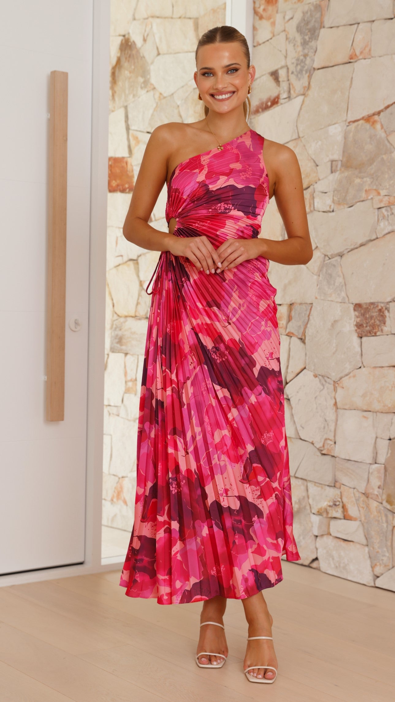 Laken Women's Maxi Dress - Pink Floral Print Long Summer Dress for Beach, Vacation & Casual Wear