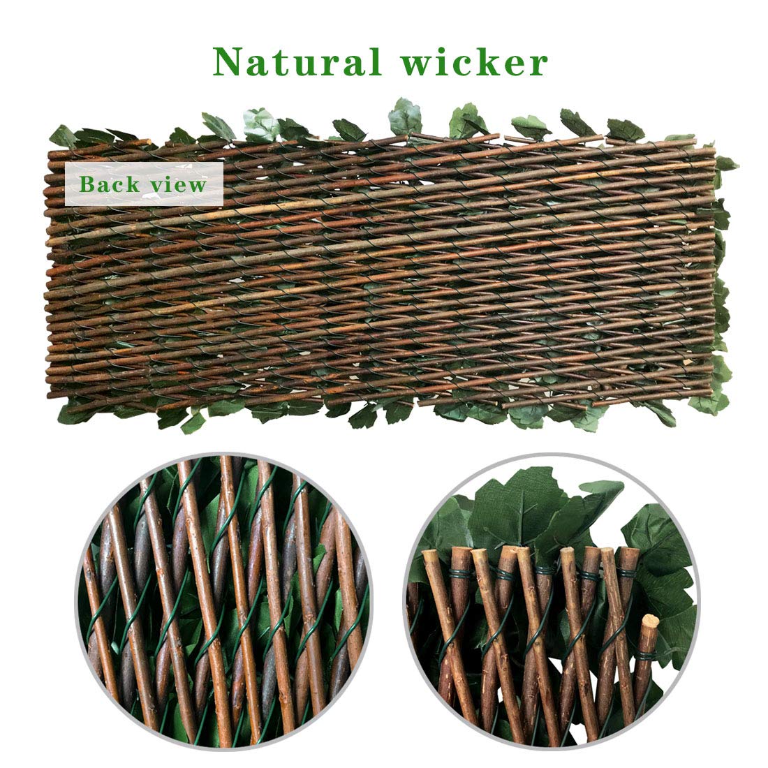 Expandable Artificial Ivy Privacy Fence - Dark Green Faux Maple Leaves Screen for Patio, Balcony, Bedroom & Outdoor Decor | Single-Sided Leaf Panel for Garden, Yard & Home Privacy Protection