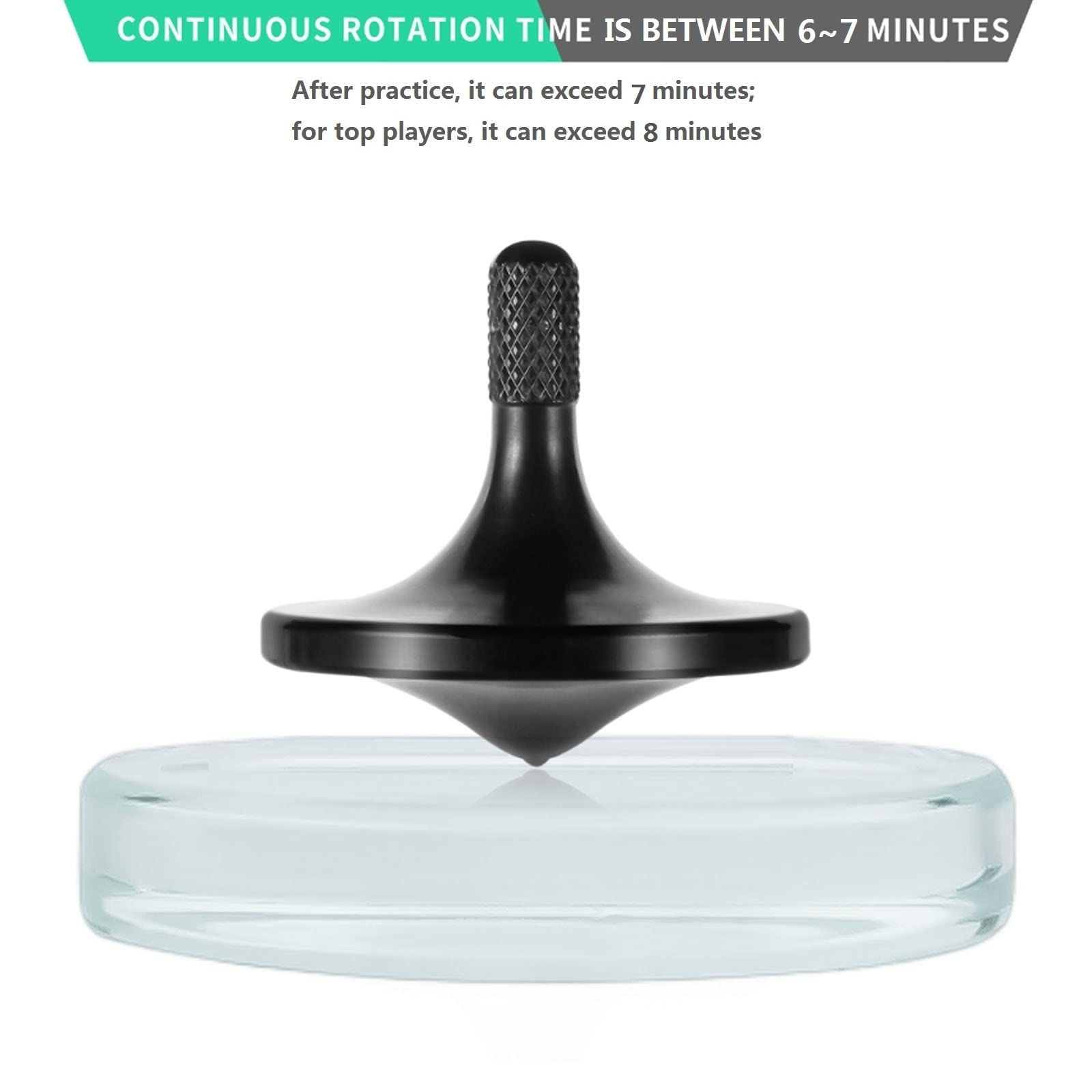 Premium Metal Spinning Top Toy - Ultra Smooth 8+ Minute Spin Time, Perfectly Balanced EDC Desk Gyro for Adults | Stress Relief Office Toy, Unique Gift for Men (Black) - Ideal for Meditation, Focus & Fidgeting