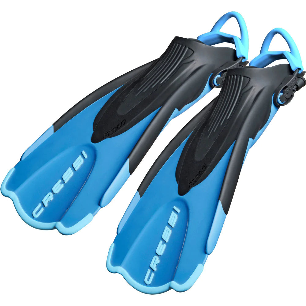 Cressi Maui Short Blue Snorkeling Fins for Men & Women - Lightweight Swim Fins for Snorkeling, Diving & Beach Vacations