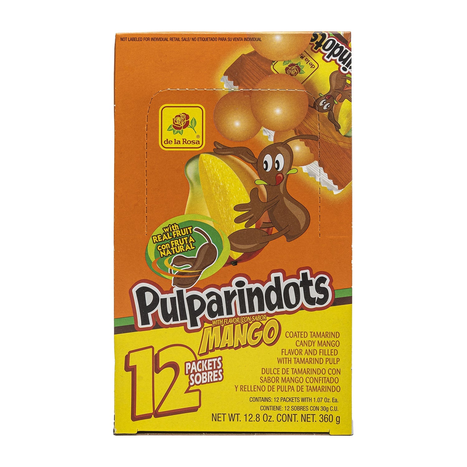 De La Rosa Pulparindo Dots Mango Candy - 12 Count Box | Sweet & Tangy Mexican Treat for Parties, Snacking & Gifts