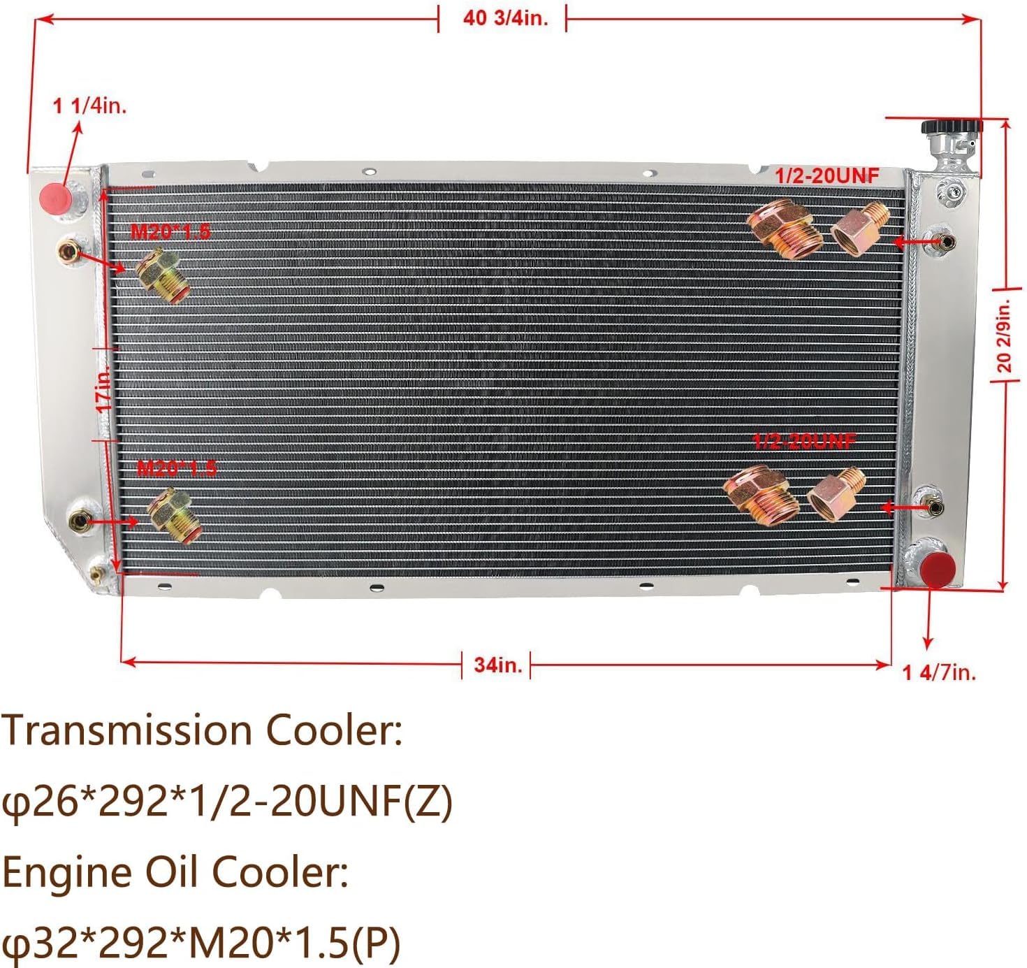 1994-2000 Chevy/GMC C1500 C2500 C3500 K1500 K2500 K3500 Suburban Tahoe Yukon Aluminum Radiator Kit with 3-Row Crossflow Design, Electric Fan Shroud & Thermostat - Perfect for Pickup Truck Cooling System Upgrades & Engine Overheating Prevention