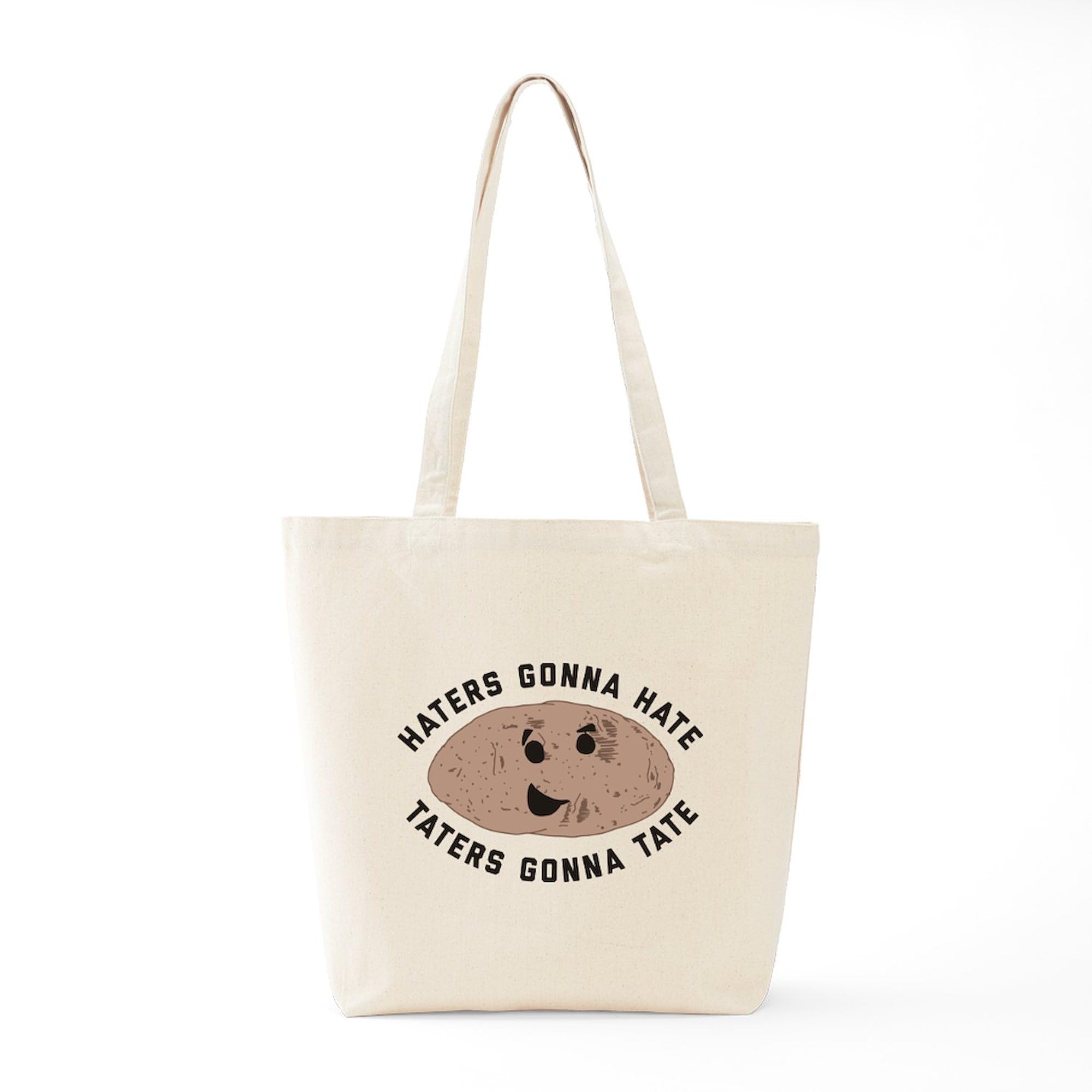 Haters Gonna Hate Taters Gonna Tate Tote Bag - Natural Canvas Reusable Shopping Bag for Groceries, Beach & Everyday Use | Eco-Friendly & Durable