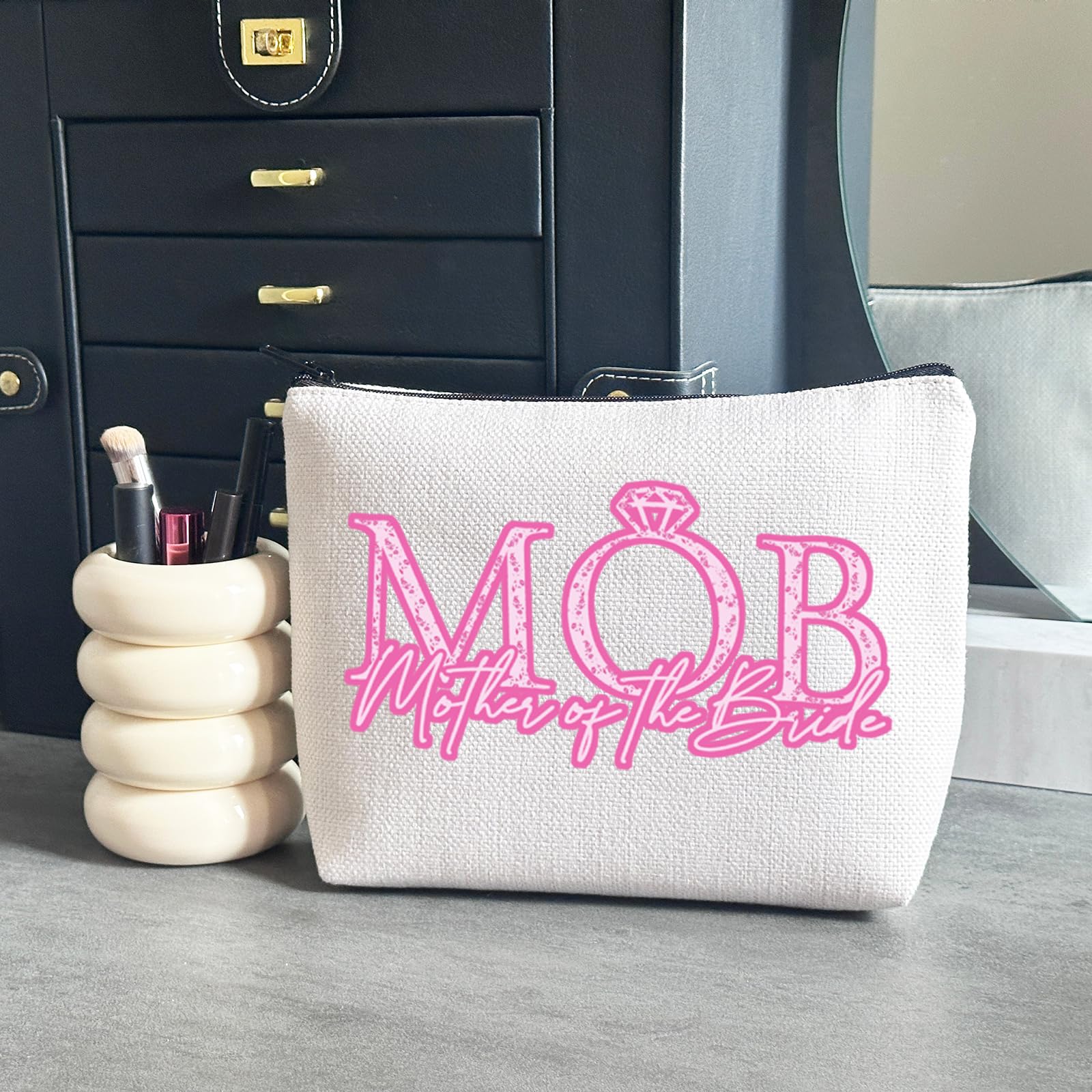 Elegant Mother of The Bride Gift Set - Premium Makeup Bag for Wedding Day - Perfect Thank You Present from Bride to Mom - Ideal for Bridal Shower, Wedding Day & Special Occasions
