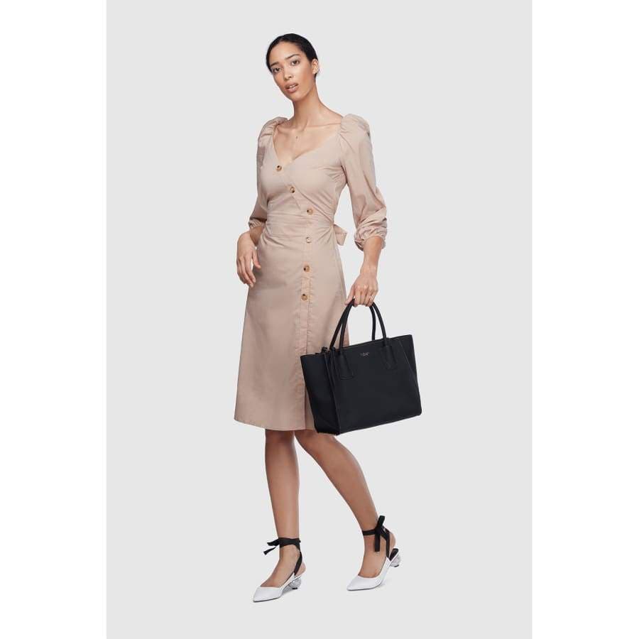 Stylish Demi Vegan Leather Winged Tote Bag for Women - Trendy Grey Handbag | Perfect for Work, Travel & Everyday Use