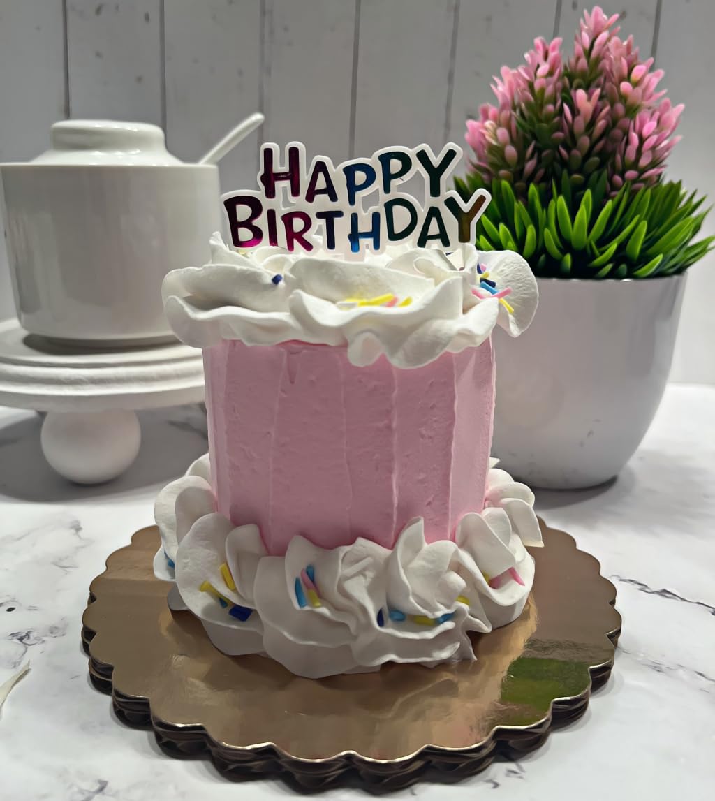 Dezicakes Handmade Pink Mini Fake Birthday Cake - Artificial Cake for Party Decorations, Baby Showers & Wedding Centerpieces