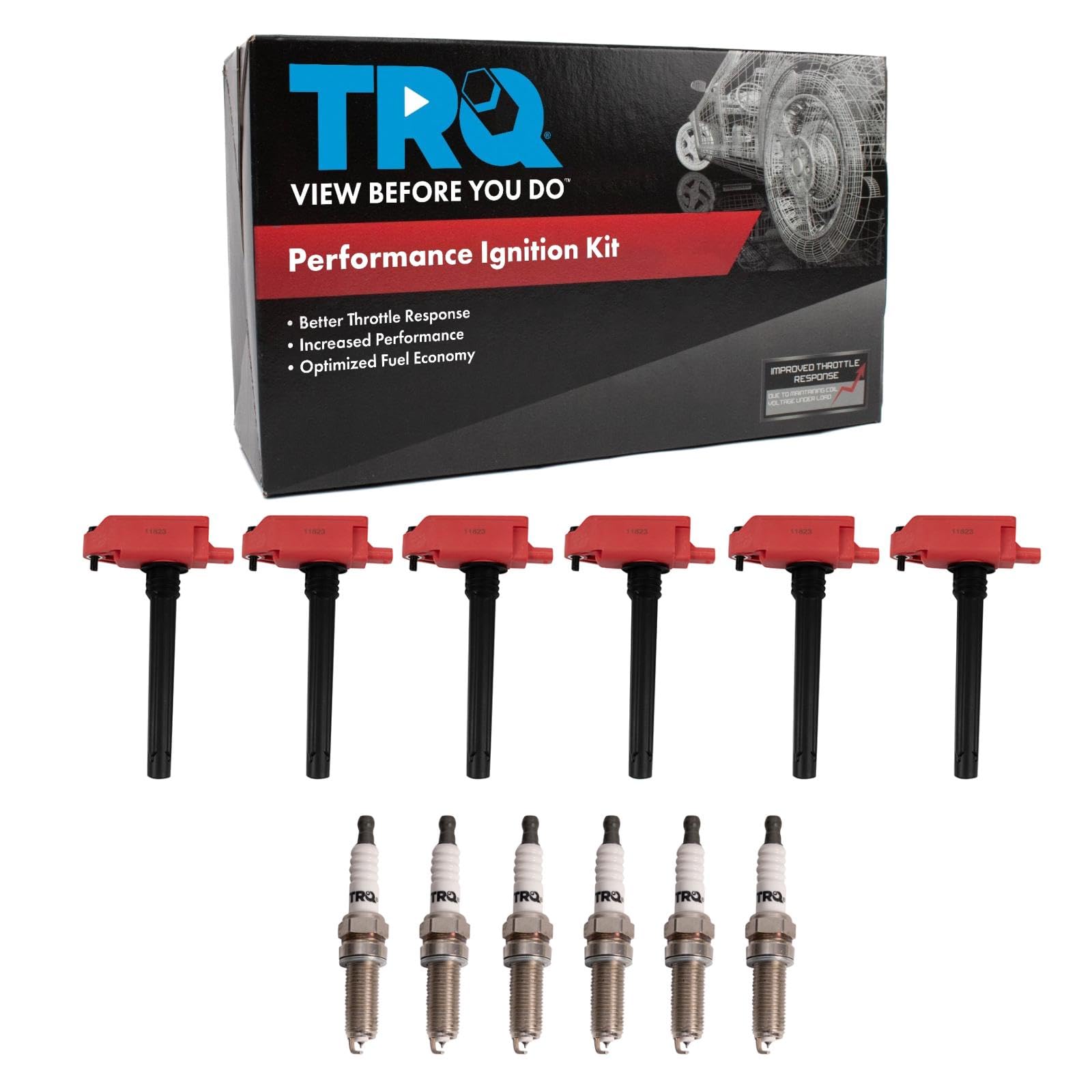 TRQ Ignition Coil and Spark Plug Kit - Compatible with Chrysler 2017-2022, Dodge 2016-2021, Jeep 2016-2022, Ram 2019-2021 - High Performance Replacement Parts for Smooth Engine Start & Improved Fuel Efficiency