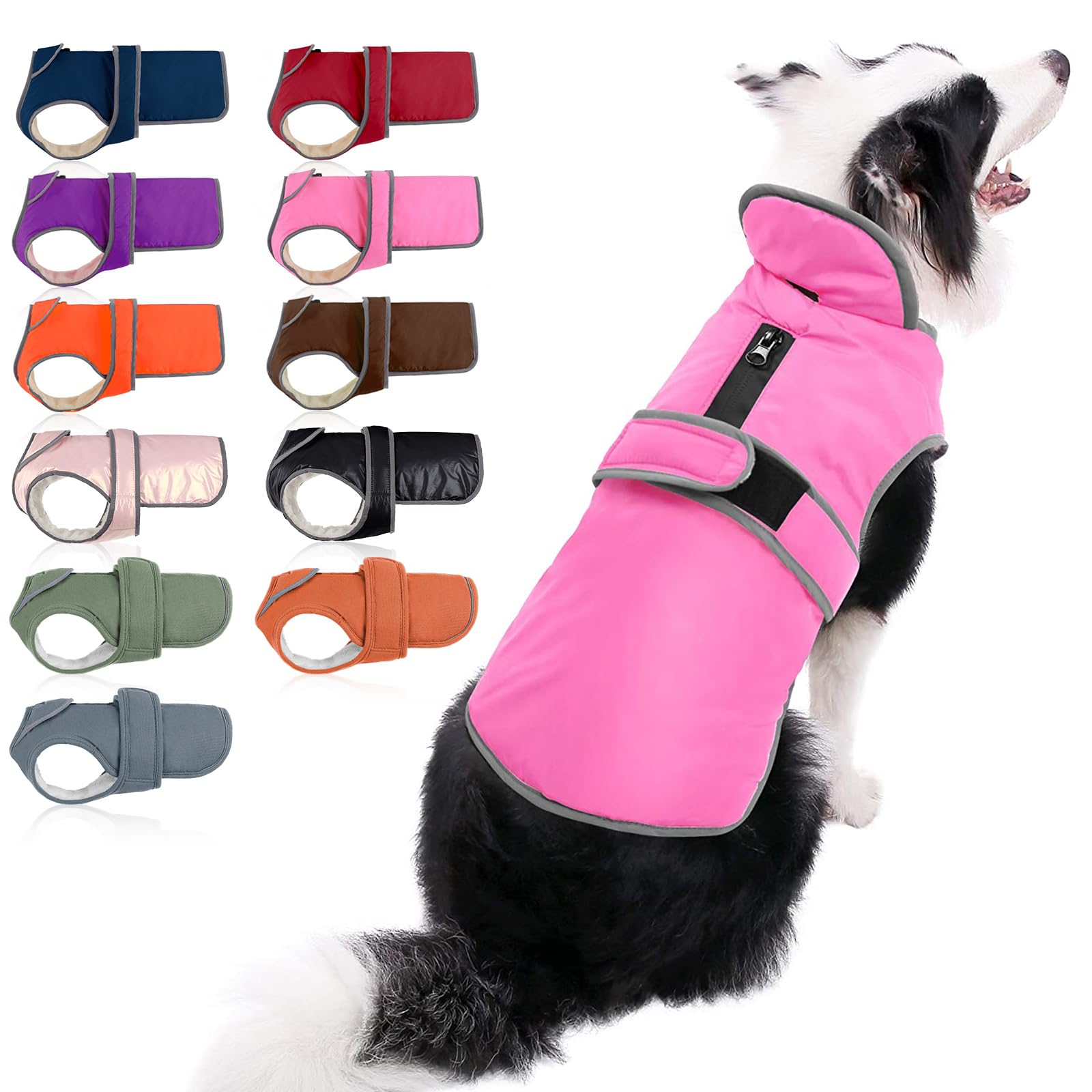 MIGOHI Reflective Dog Coat - Waterproof Windproof Winter Jacket for Small Medium Large Dogs | Reversible Stormguard Fleece-Lined Snowsuit | Cold Weather Warm Vest for Outdoor Walking, Hiking & Snow Play