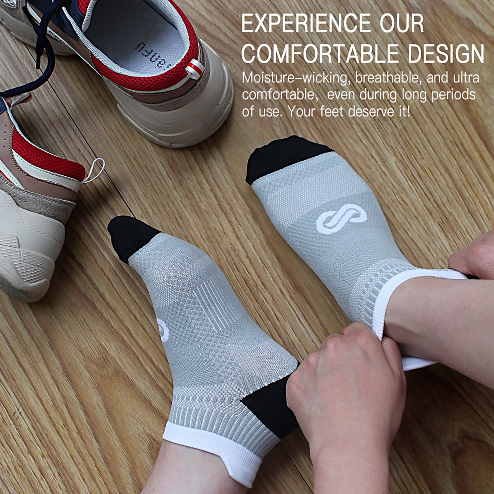 GECKOMAN x PAPLUS Ankle Compression Running Socks for Men & Women - 2 Pairs Pack - Moisture Wicking & Breathable for Marathon, Hiking, Gym Workout & Sports Performance