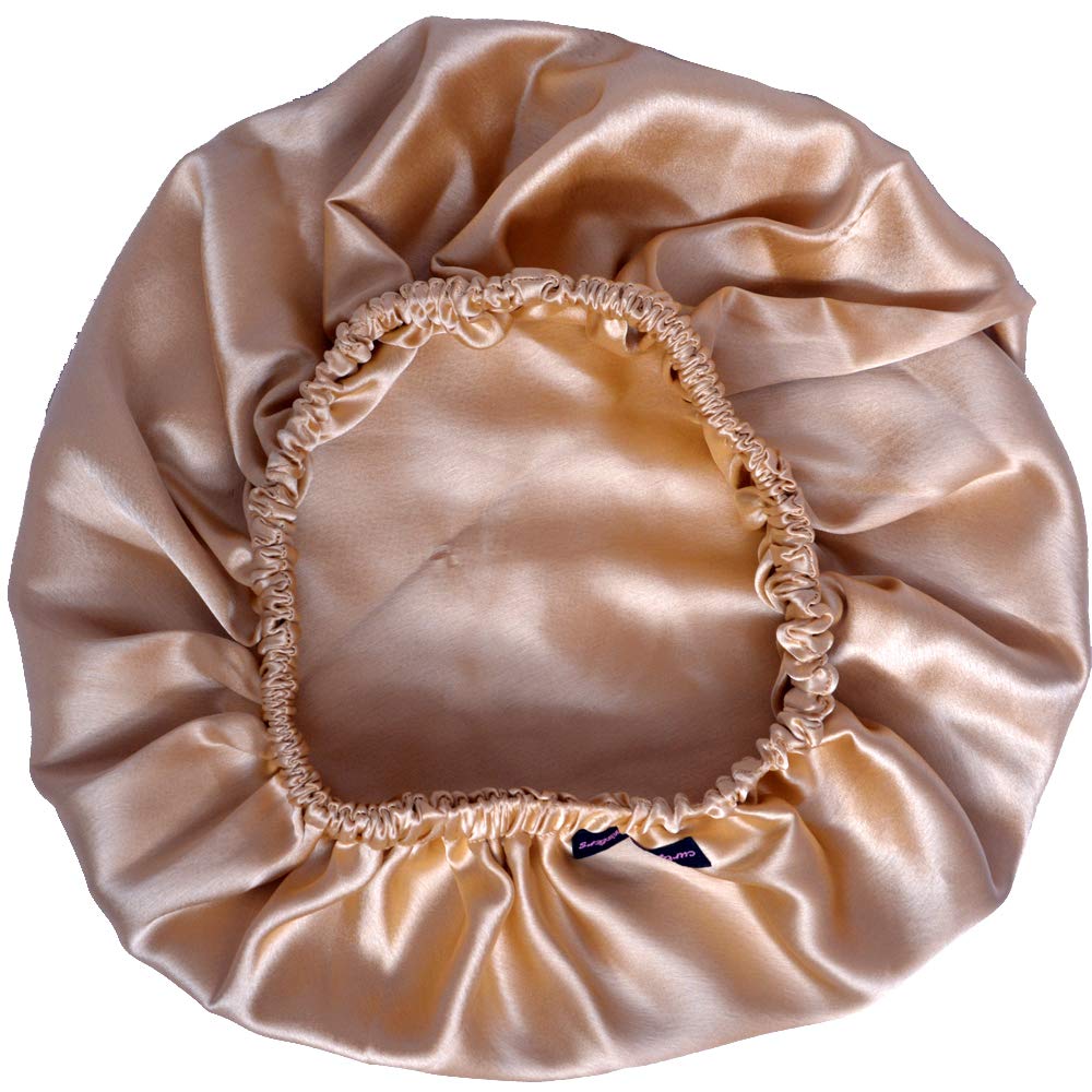 Double Layered Satin Bonnet for Curly Hair - Adjustable Elastic Band Hair Accessory for Women | Perfect for Nighttime Hair Protection & Natural Hair Care