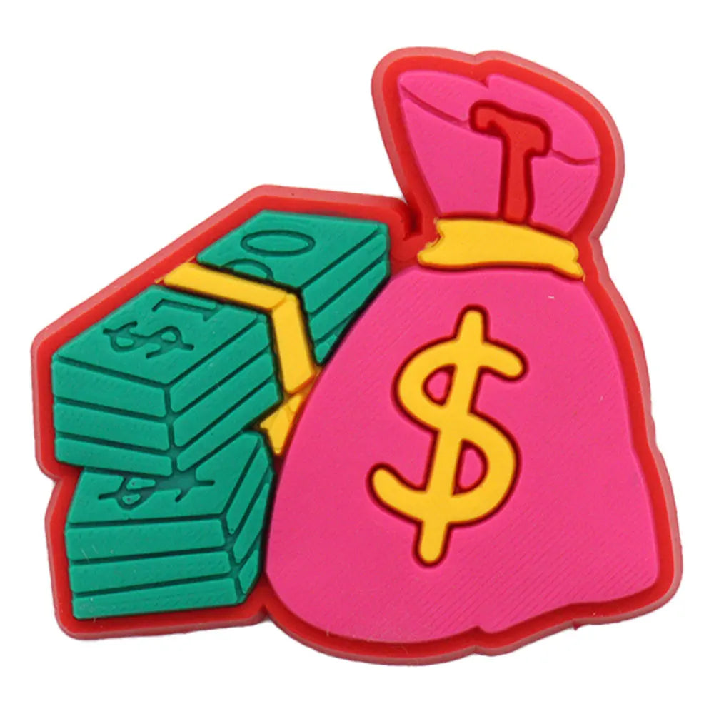 New 1pc Money Themed PVC Shoe Charms - Financial Freedom Decor for Slippers, Clogs & DIY Wristbands - Perfect for Crafting, Shoe Decoration & Festival Accessories
