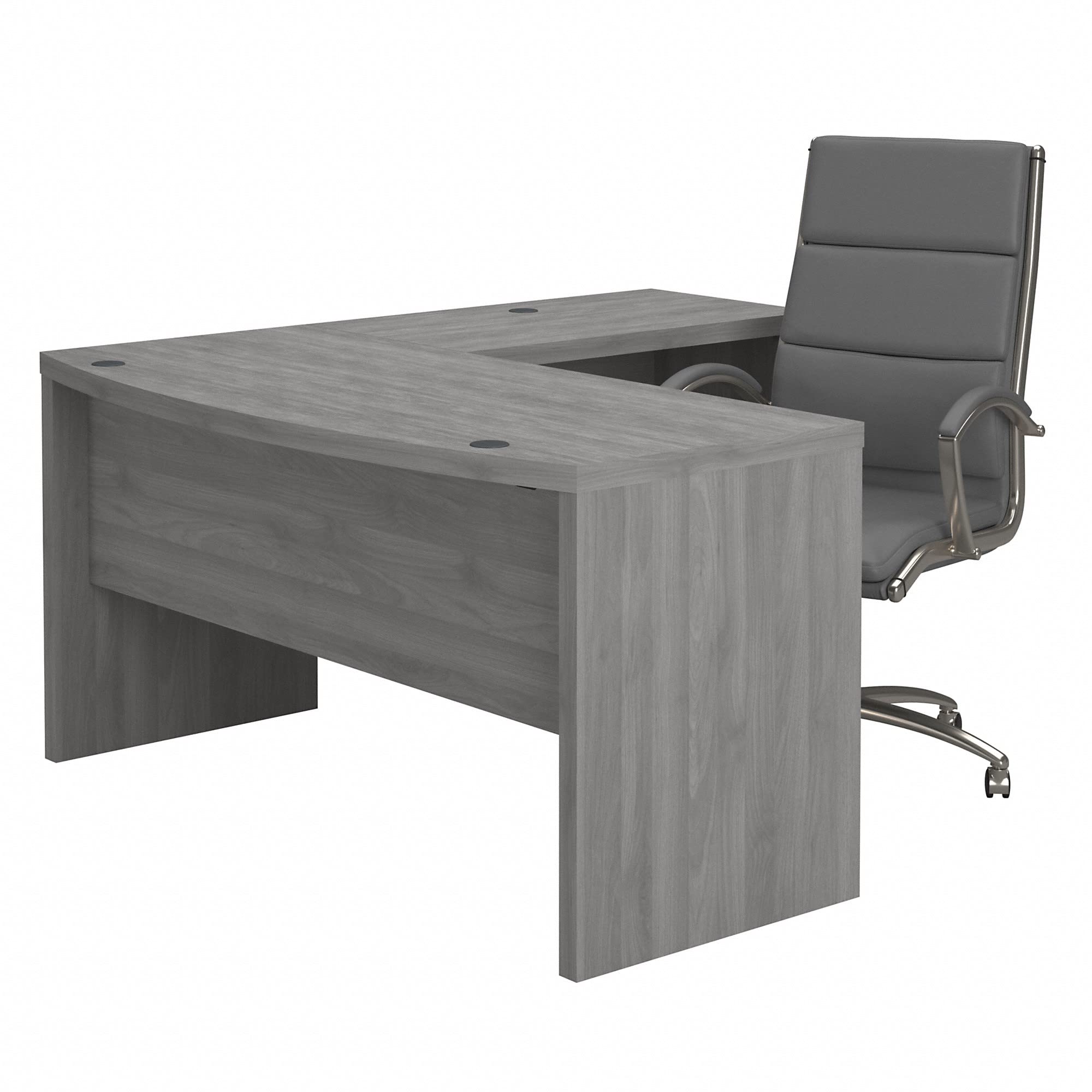 Bush Business Furniture Echo L-Shaped Bow Front Desk with High Back Executive Chair - Modern Gray Home Office Desk for Professionals & Remote Work
