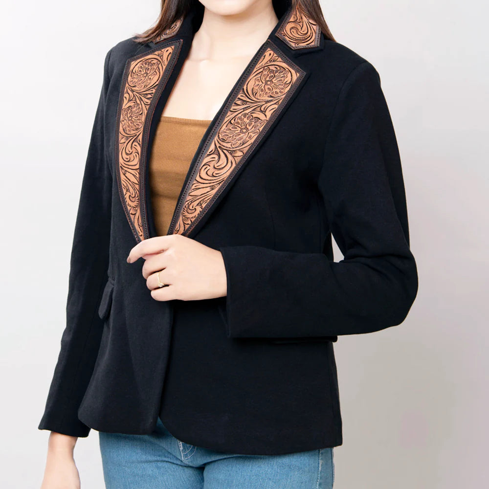 American Darling Black Tooled Leather Blazer for Women | Vintage Western Style Jacket | Perfect for Cowgirl Outfits, Rodeo Events & Country Concerts