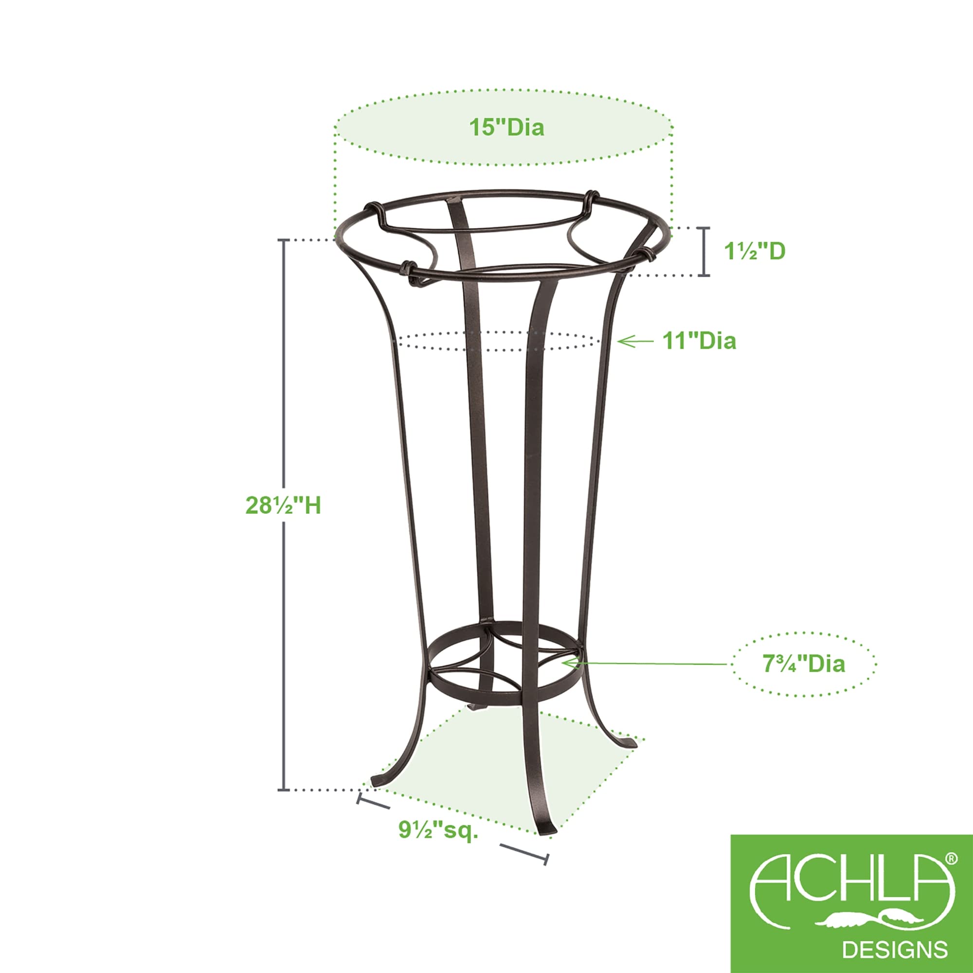 Achla Designs 120-0018 Tulip Insert Stand - Roman Bronze Powdercoat Finish for Garden Decor, Flower Arrangement, and Outdoor Home Decor