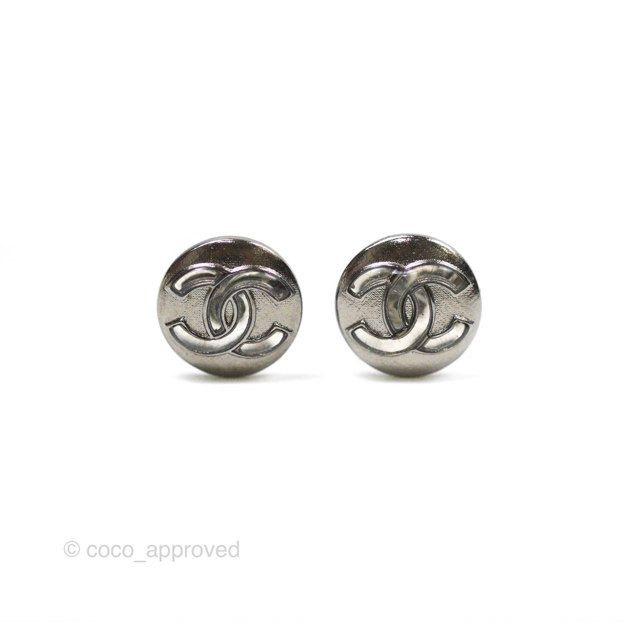 Chanel CC Round Earrings in Ruthenium Tone 18K Gold - Luxury Fashion Jewelry for Women, Perfect for Parties, Weddings & Special Occasions