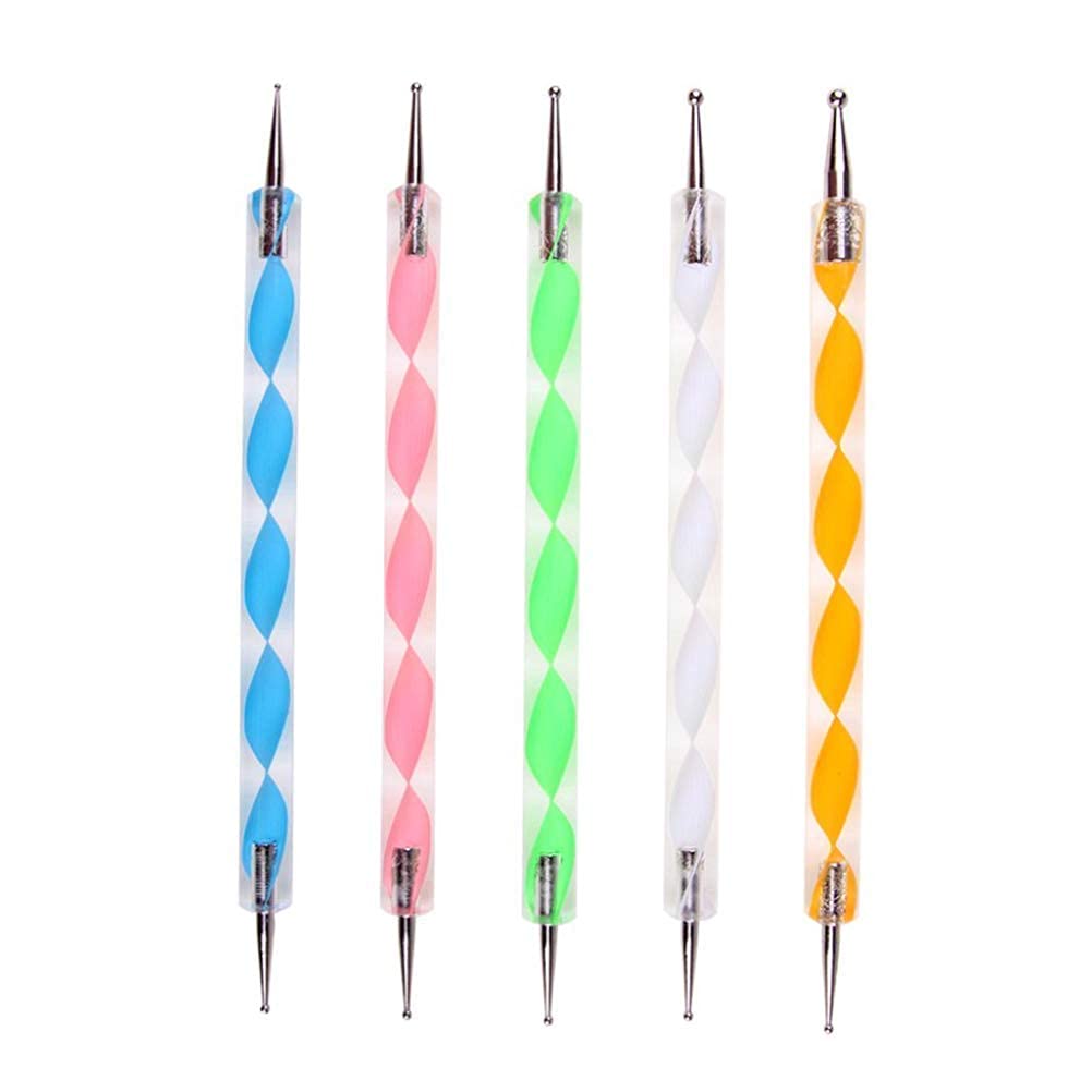 5-Piece Acrylic Dotting Tools Set for Nail Art - Multi-Color Stylus Pens for DIY Nail Designs & Painting - Perfect for Salon, Home Manicures & Creative Nail Art Projects