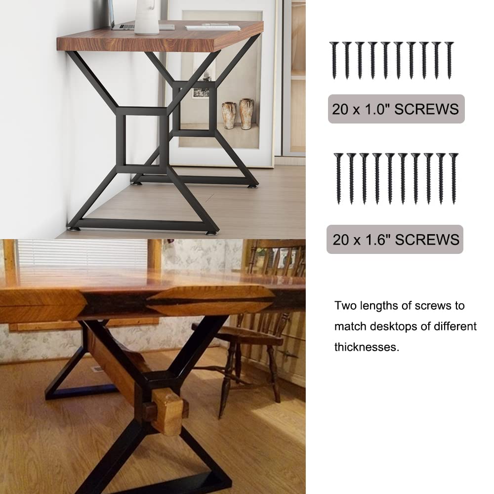 Heavy Duty Metal Table Legs - Industrial Style Desk & Furniture Legs Set of 2 (28