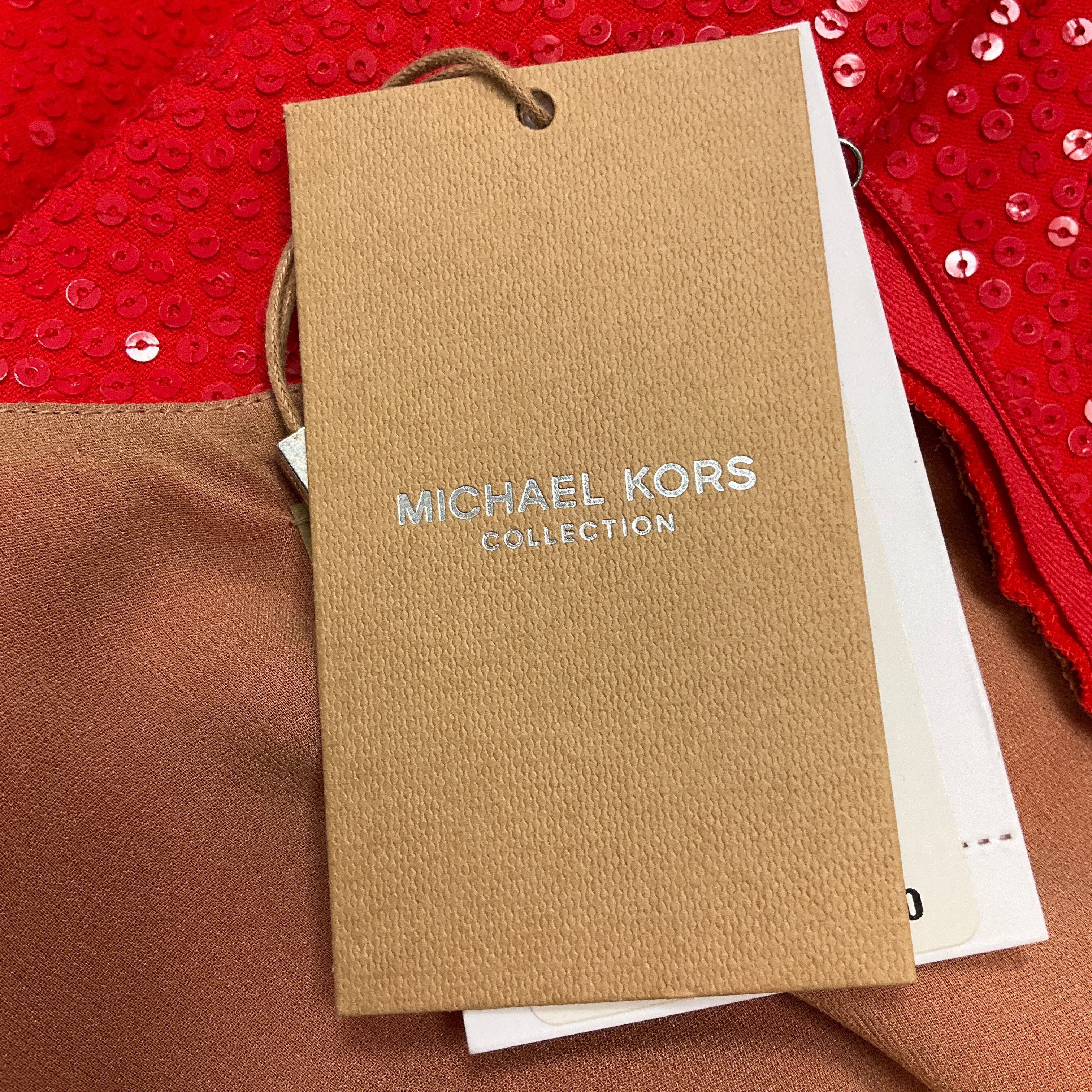 Michael Kors Coral Sequin Cocktail Dress with Tulle Trim - Elegant Evening Party & Special Occasion Wear