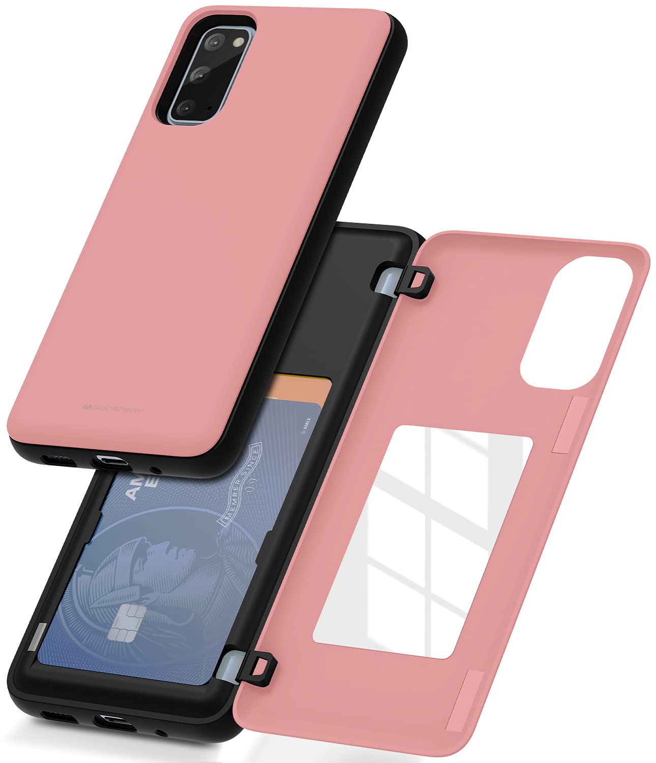 GOOSPERY Galaxy S20 Wallet Case with Card Holder & Kickstand - Slim Protective Dual Layer Bumper Phone Cover for Samsung Galaxy S20 (Pink) - Perfect for Travel, Work & Everyday Use