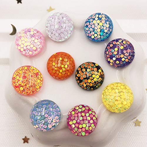 Xuccus 80Pcs 12mm Round Dot Glitter Flatback Rhinestones - Mix Resin Sparkling Stones for DIY Clothing Accessories, Jewelry Making, Scrapbooking & Crafts (Perfect for Nail Art, Home Decor, Wedding Invitations)