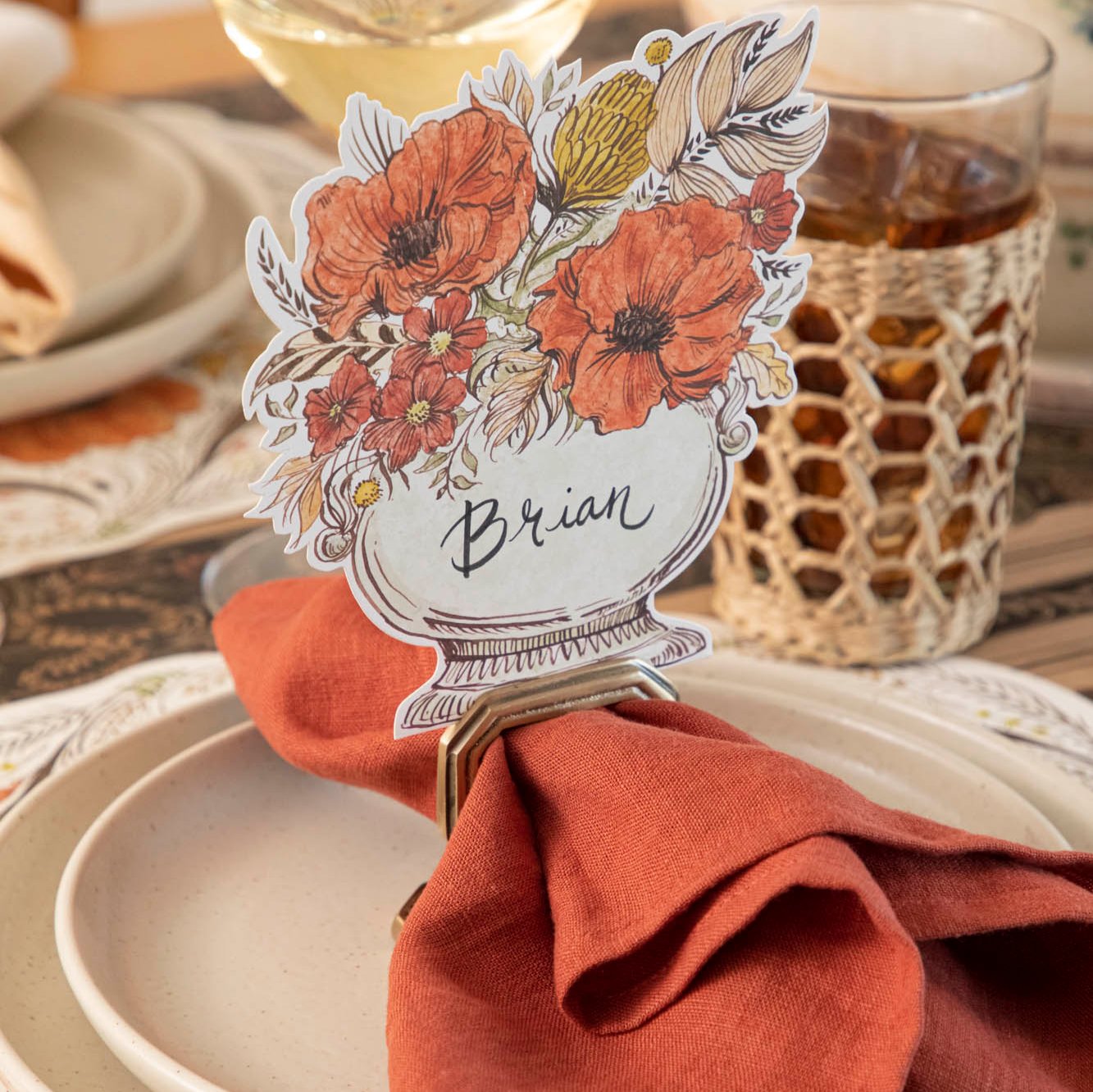 Elegant Autumn-Themed Place Cards for Weddings, Thanksgiving, and Fall Events - Perfect for Table Settings and Seasonal Decorations