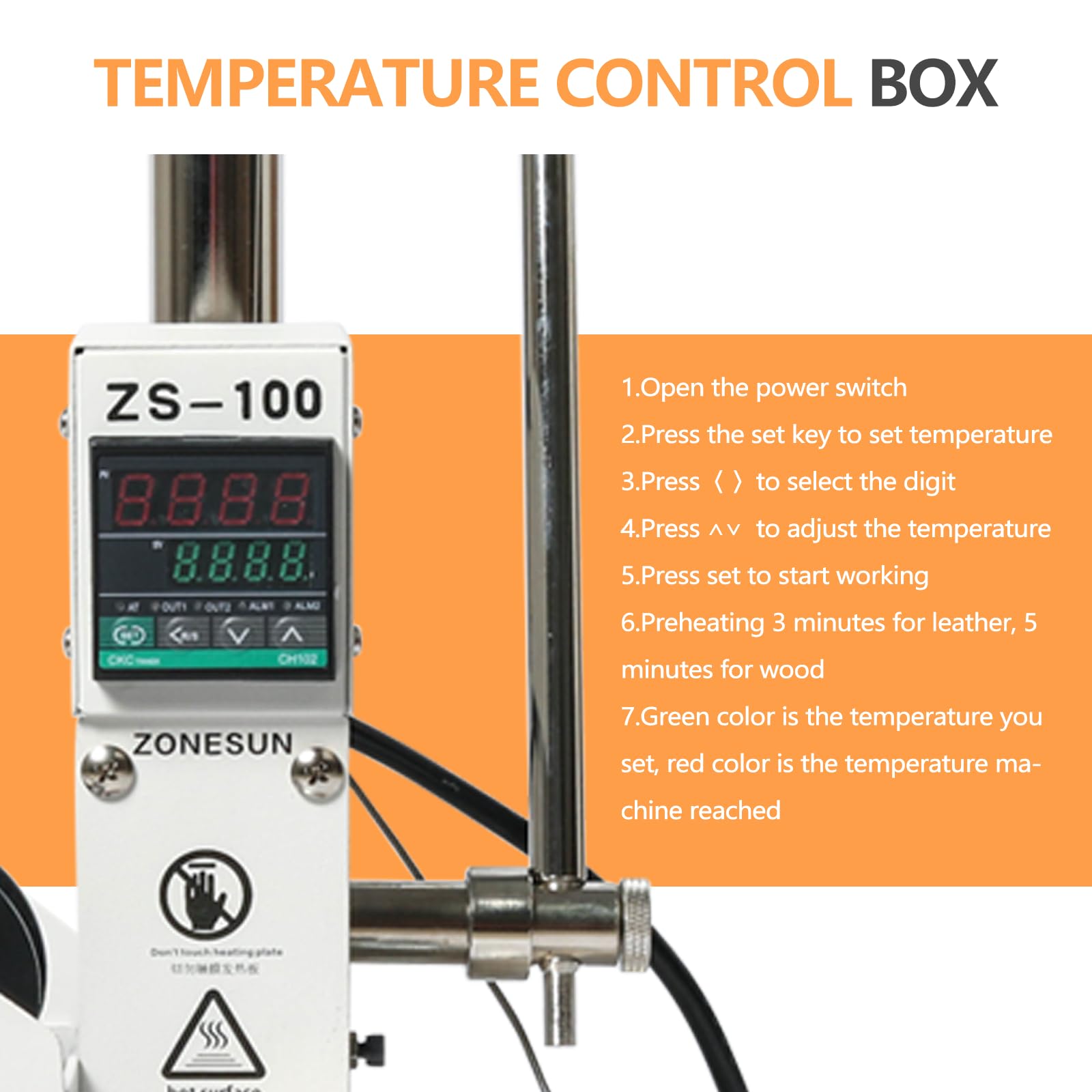 ZS-100 Digital Embossing Machine - Manual Hot Foil Stamping Press for PVC, Leather, PU & Paper - Includes Paper Holder - Perfect for DIY Crafts, Card Making, Scrapbooking & Personalized Gifts