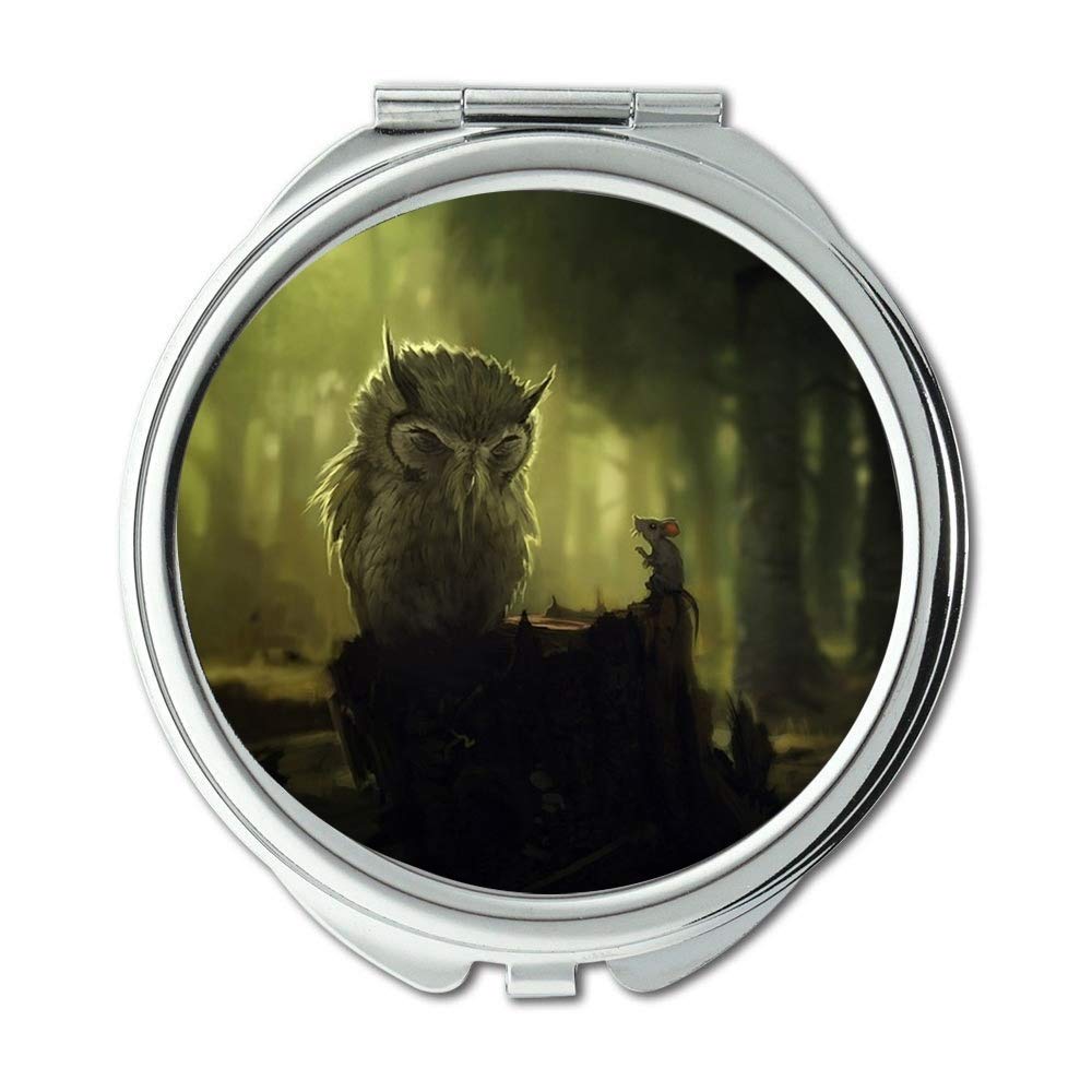 YENDOSTEEN Owl Makeup Mirror - Portable Pocket Mirror with Wise Owl Design for Travel, Home, and Office Use - Perfect Gift for Women & Girls