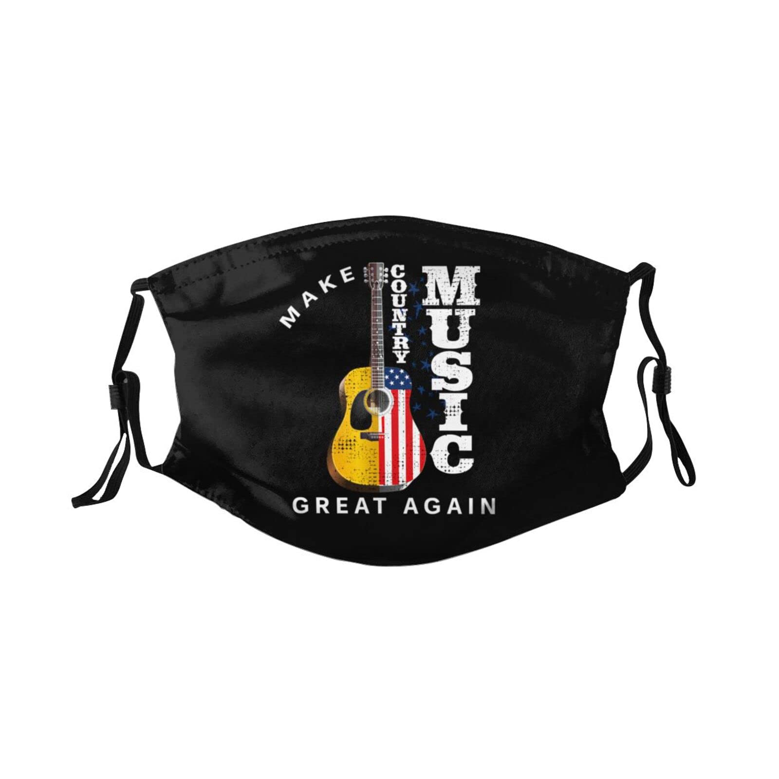 Reusable Guitar Face Masks with Filter Pocket for Men & Women - Country Music Style for Concerts & Outdoors