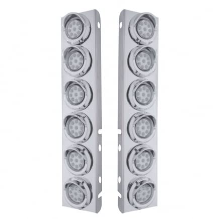 United Pacific 33611 PB SS Front Air Cleaner Bracket with 12x 9 LED 2-Inch Reflector Lights & Visors - Amber LED/Clear Lens for Truck & Off-Road Vehicle Customization