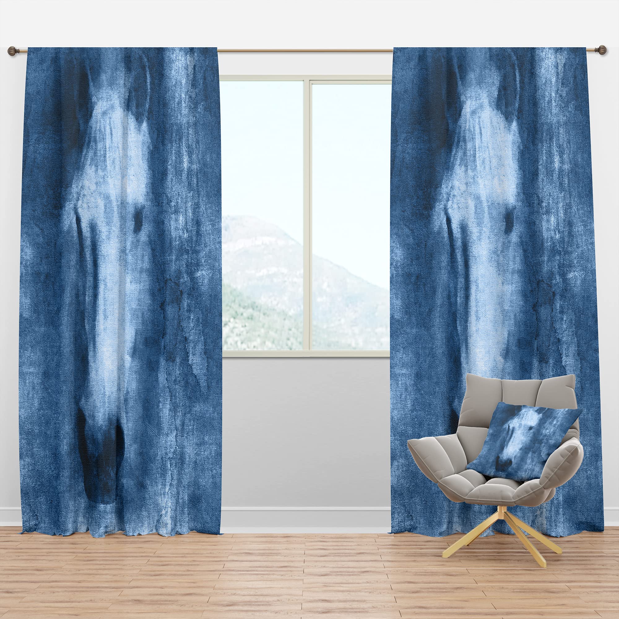 Farmhouse Horse VIII Blackout Curtains - Thermal Insulated Single Panel (52x108 inches) for Bedroom & Living Room - Noise Reducing & Energy Saving Window Drapes - Perfect for Home Theater, Nursery & Shift Workers