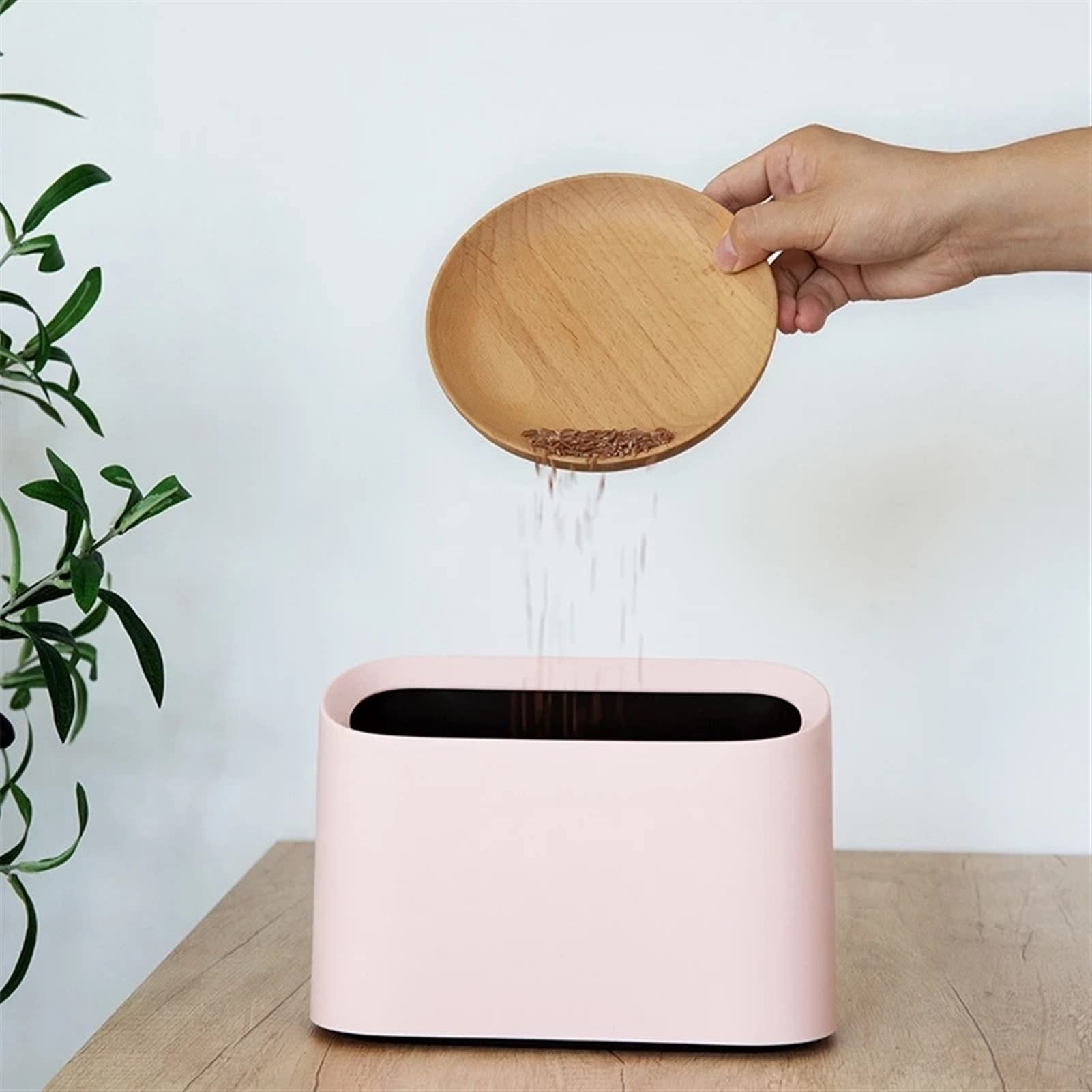 TOMYEUS Small Pink Plastic Trash Can - Mini Bathroom & Desktop Waste Bin for Home, Office, Dorm - Perfect for Bathroom Counter, Bedside Table, Office Desk (6L Capacity)