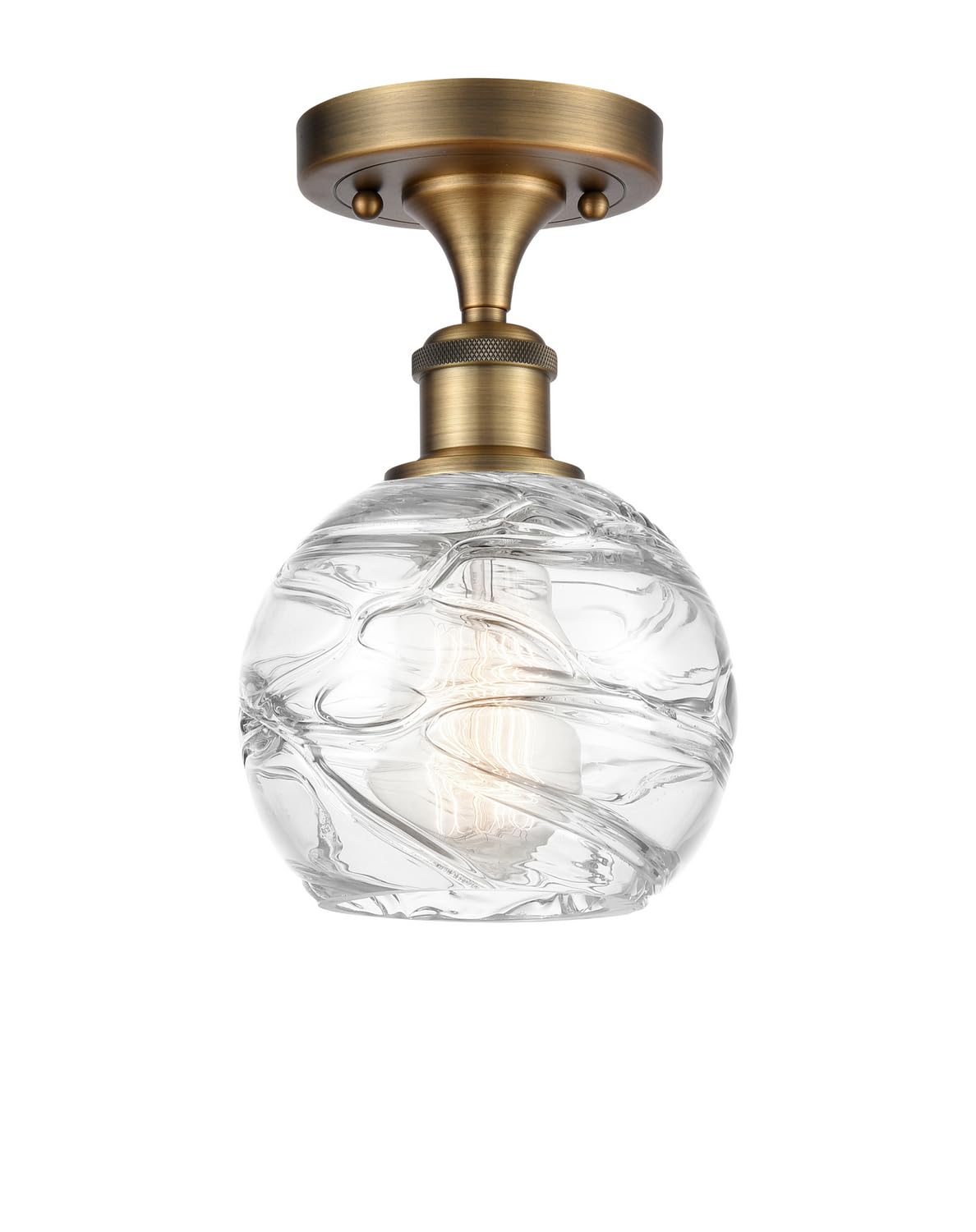 Innovations 516-1C-BB-G1213-6 LED Small Deco Swirl Semi-Flush Mount Ceiling Light - Brushed Brass, Ballston Collection - Perfect for Bedroom, Living Room & Dining Room Lighting