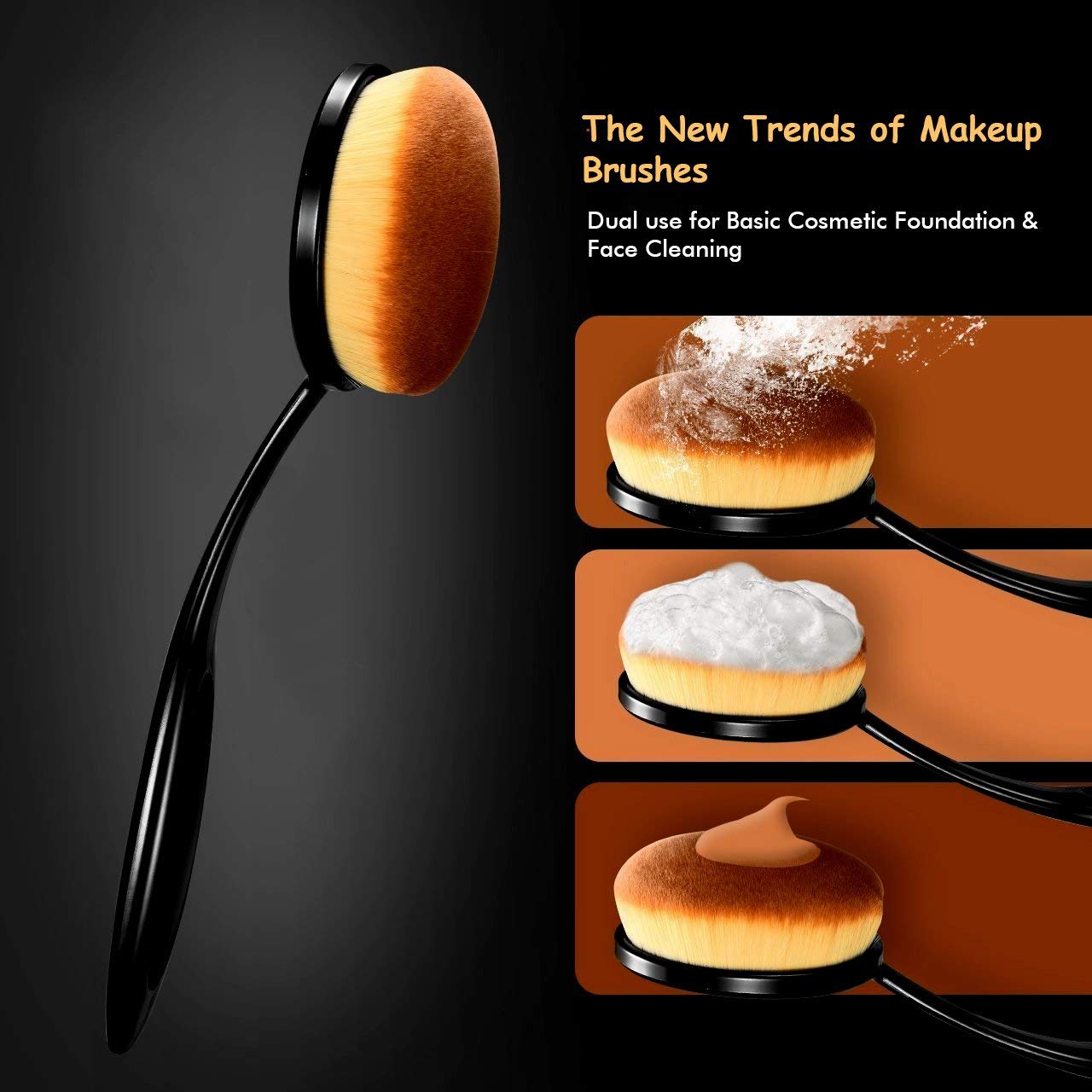 Zureni Professional Oval Makeup Brush - Best Face Concealer, Contour & Foundation Brush for Flawless Makeup Application - Ideal for Daily Use, Professional Makeup Kits & Travel Beauty Essentials (1 Piece)