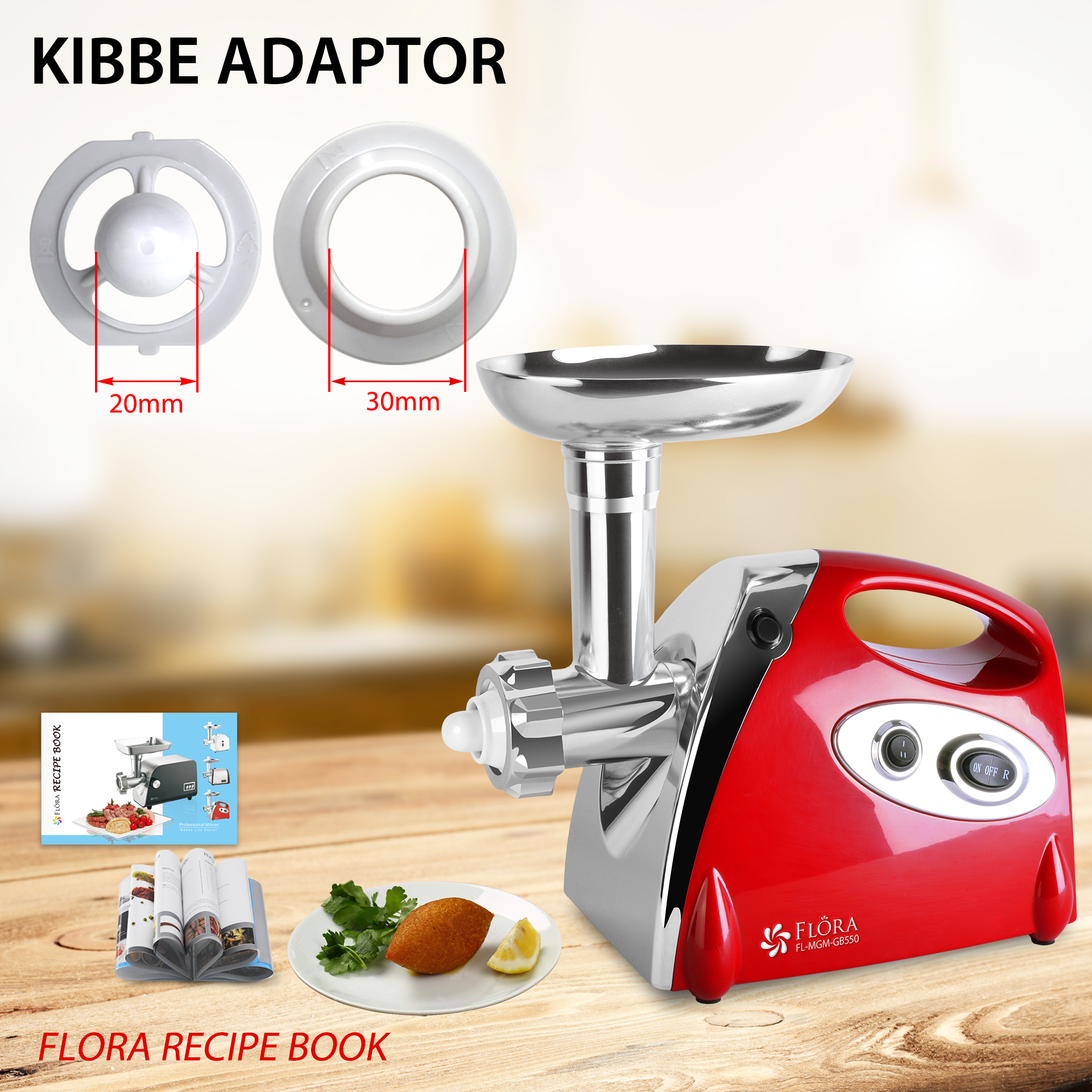 Powerful 2800W Electric Meat Grinder with Stainless Steel Blades - Includes Tomato Sauce & Slicing Kit | Lite Edition Model FL MGM GB550 | Perfect for Home Kitchen, Butcher Shop & Food Processing | Fast AU Stock