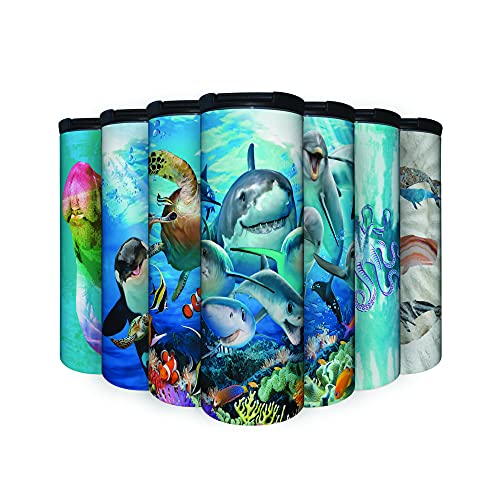 Shark Selfie 17 oz Tumbler with Lid, Stainless Steel, Vacuum Insulated with Slide Lock Lid, Leak Proof