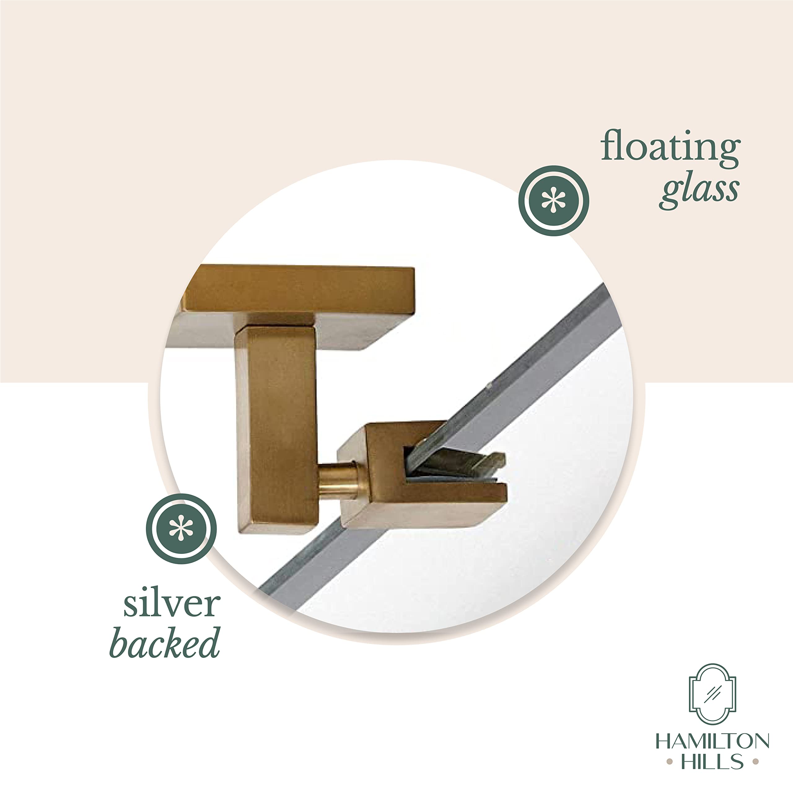 24x36 Inch Pivot Wall Mirror with Brushed Gold Brackets - Frameless Adjustable Bathroom Vanity Mirror for Modern Farmhouse Decor | Perfect for Bedroom, Bathroom & Entryway Makeovers