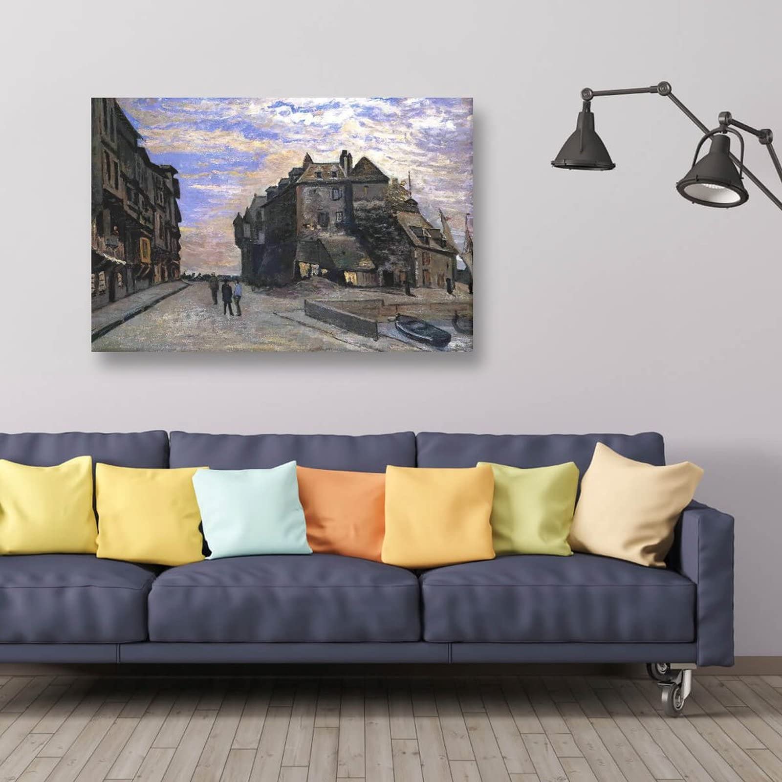 Oscar Claude Monet The Lieutenancy at Honfleur Painting - Premium Art Poster & Canvas Wall Decor (16x24 inch/40x60cm) Framed/Unframed - Perfect for Living Room, Bedroom & Office Decor