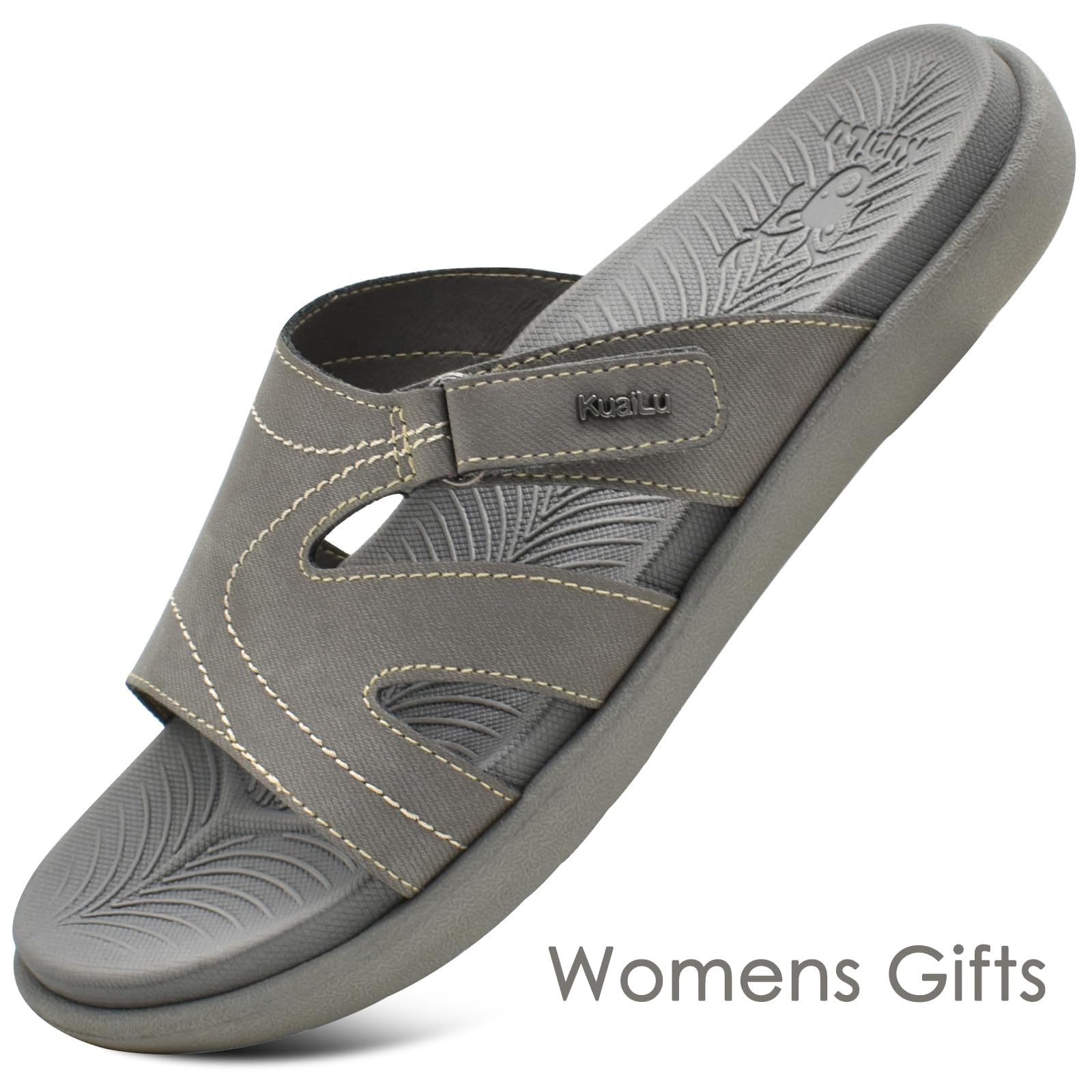 **KuaiLu Women's Orthotic Slides - Lightweight Athletic Sandals with Arch Support for Plantar Fasciitis - Yoga, Gym, and Home Comfort Slippers**