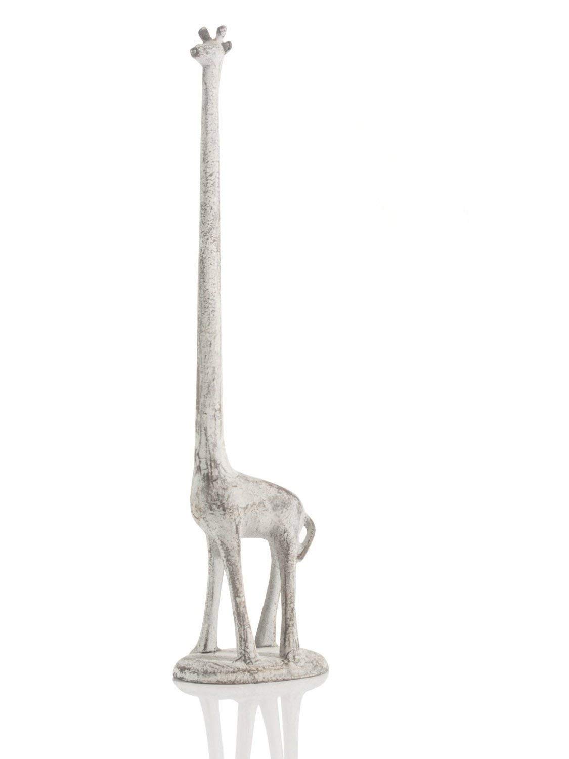 Cast Iron Giraffe Paper Towel Holder & Toilet Paper Stand - Decorative Bathroom Tissue Holder - Antique White Finish by Comfify - Perfect for Farmhouse, Vintage & Rustic Bathroom Decor
