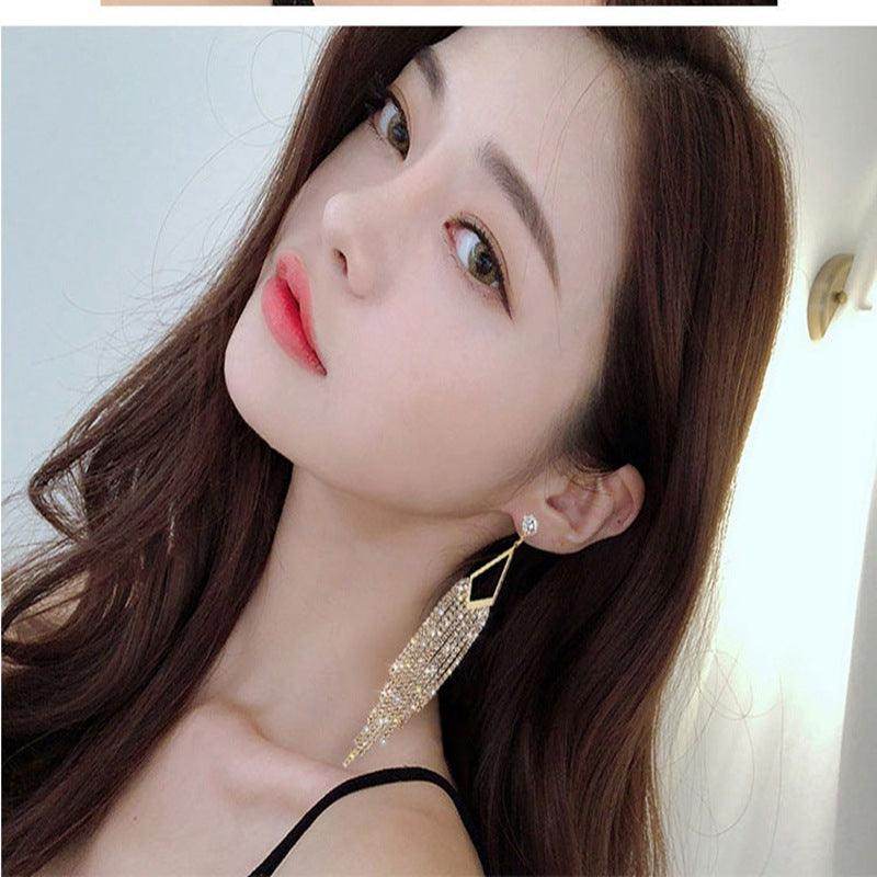 Stylish Geometric Drop Earrings with Exaggerated Long Tassels - Trendy Boho Chic Jewelry for Women | Perfect for Parties, Weddings & Everyday Wear (SKU: 731620746741)