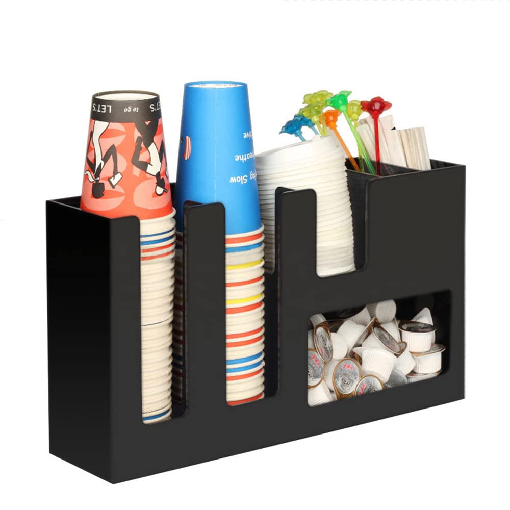 JMBK Commercial Cup and Lid Holder Organizer - Stackable Coffee Cup Dispenser for Paper Cups, Lids & Disposable Drinkware - Countertop Storage Solution for Cafes, Restaurants & Offices